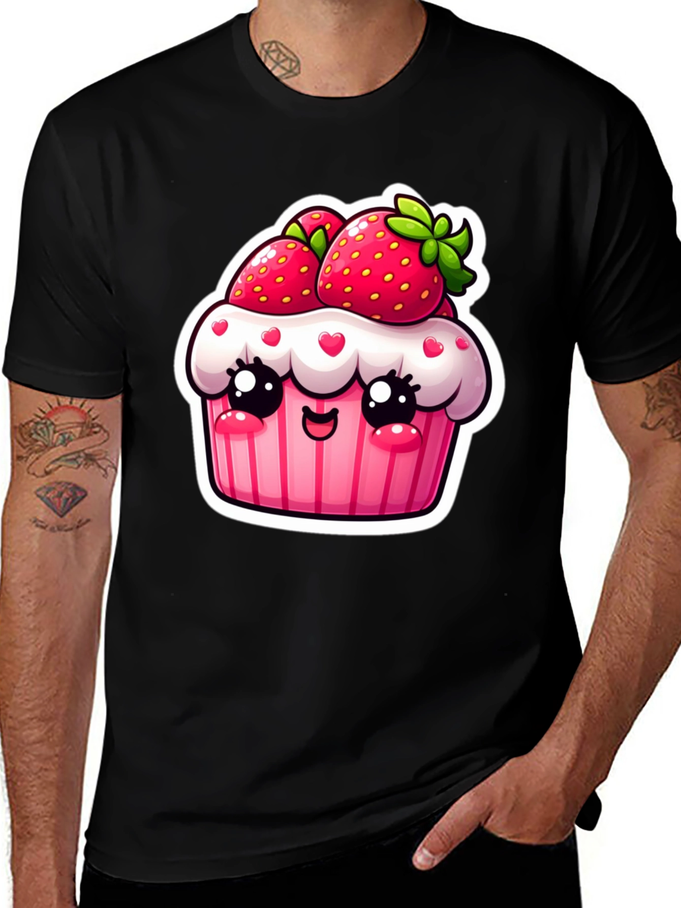 Kawaii Strawberry Cupcake T-Shirt Cute Graphic Tee