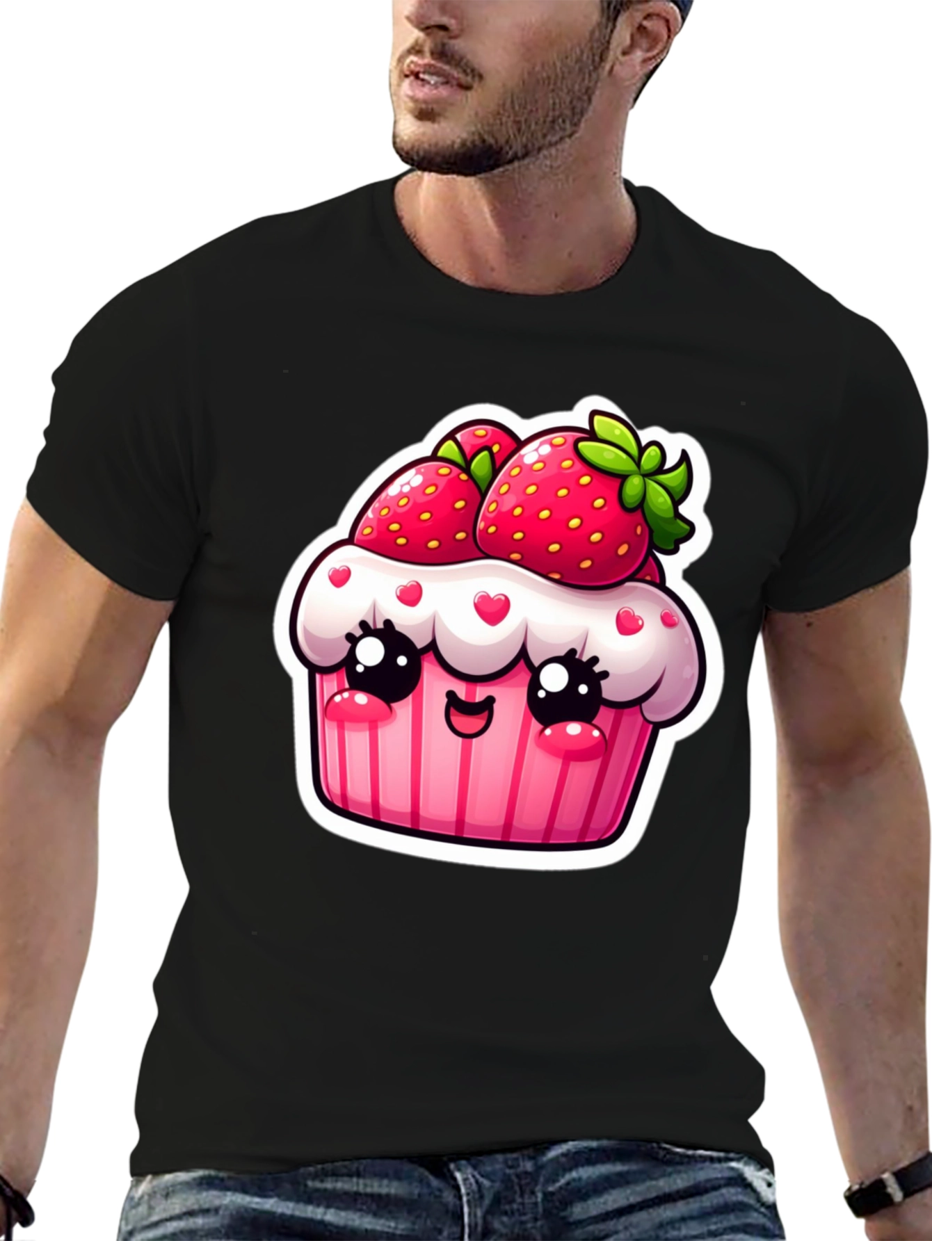 Kawaii Strawberry Cupcake T-Shirt Cute Graphic Tee