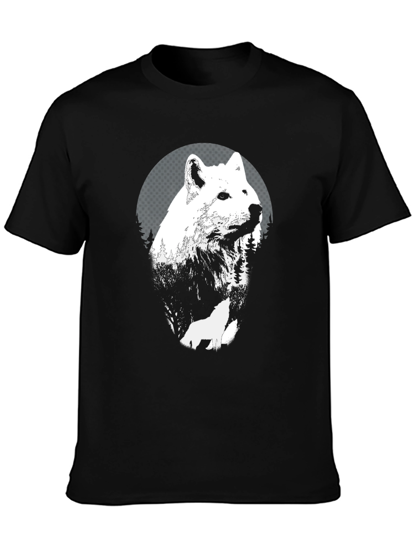 Wolf Graphic Tee - Black Cotton T-Shirt