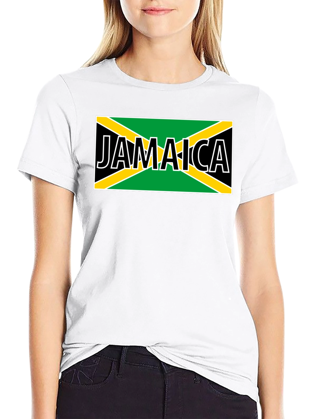 Jamaica Flag Graphic Tee - Black Cotton T-Shirt