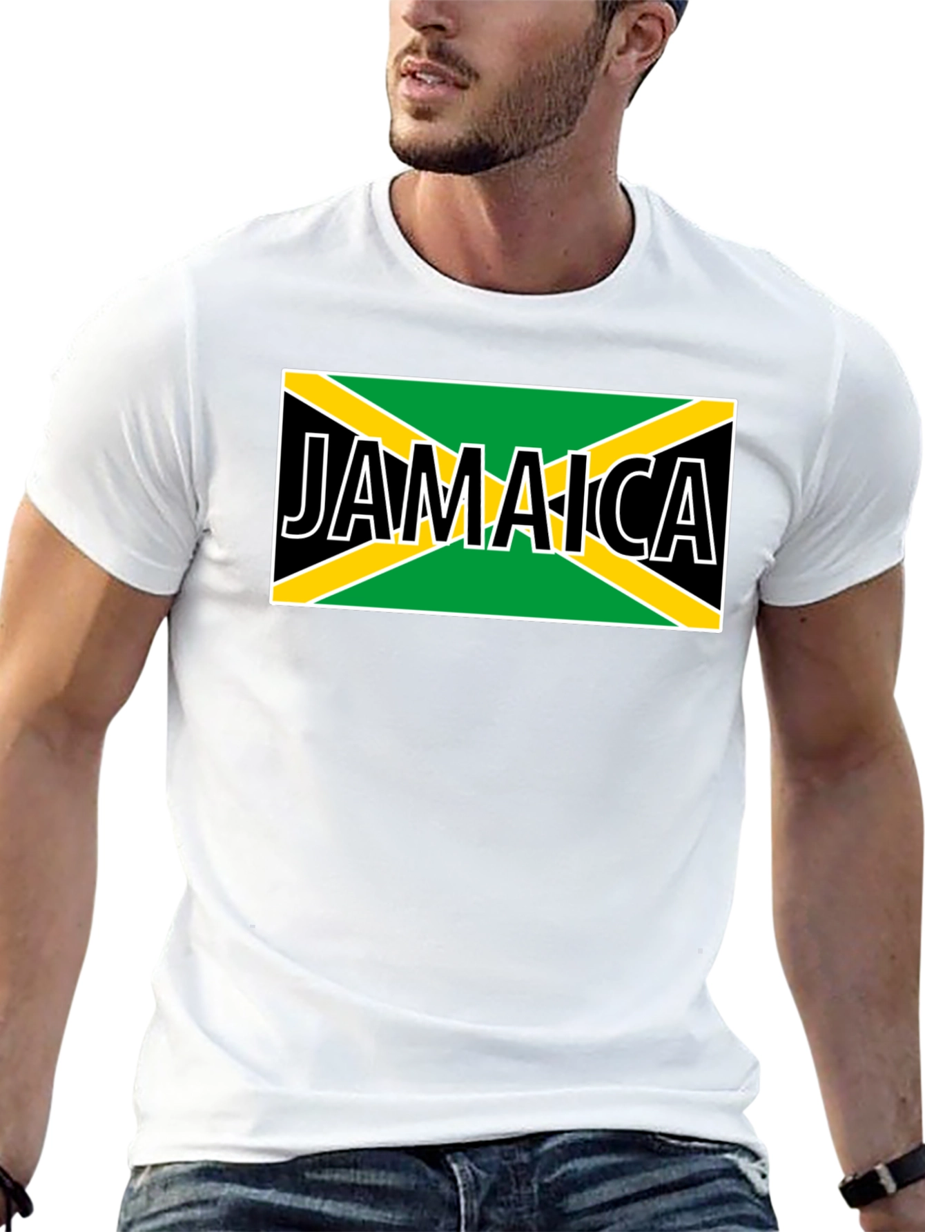 Jamaica Flag Graphic Tee - Black Cotton T-Shirt