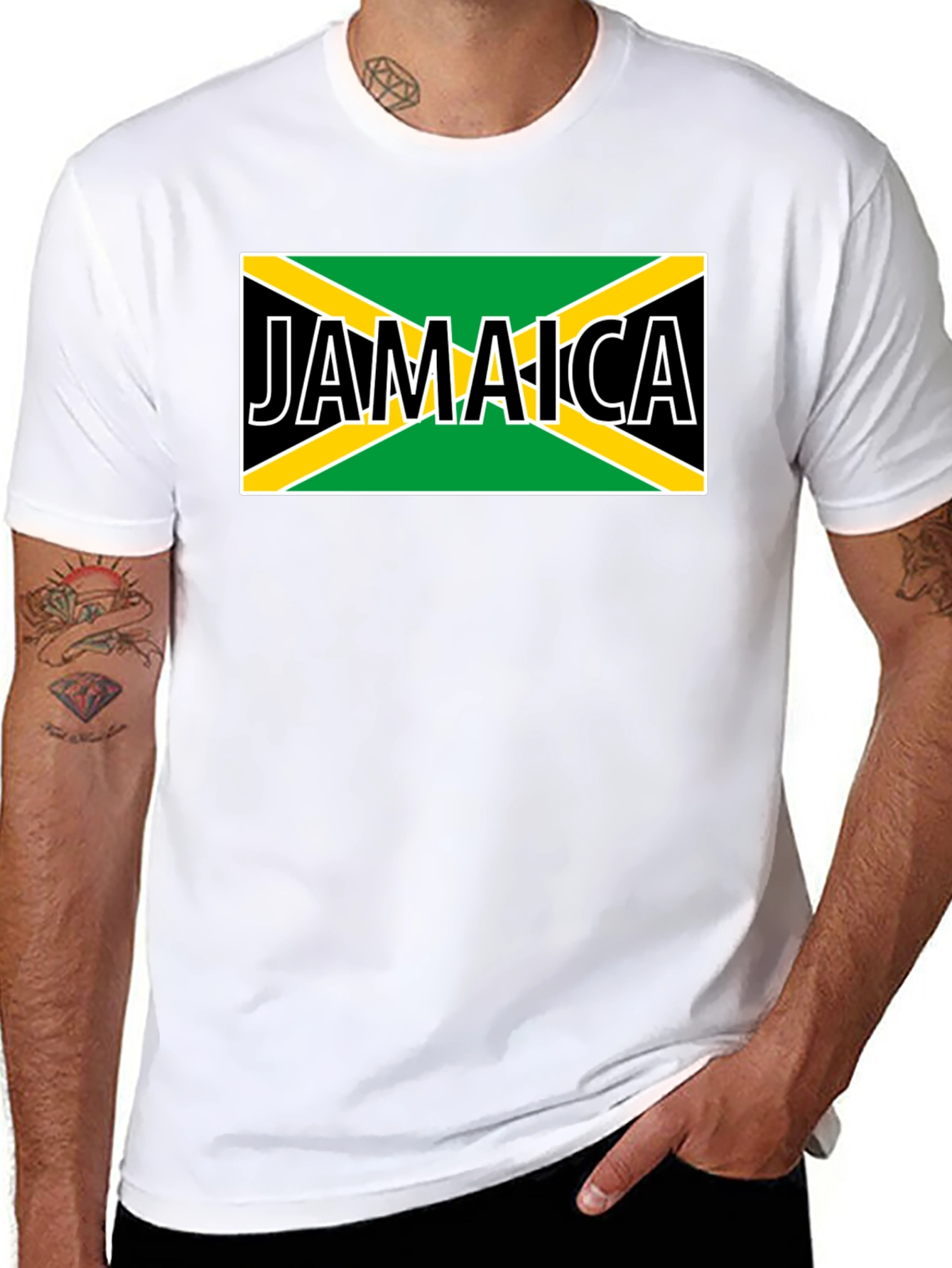 Jamaica Flag Graphic Tee - Black Cotton T-Shirt