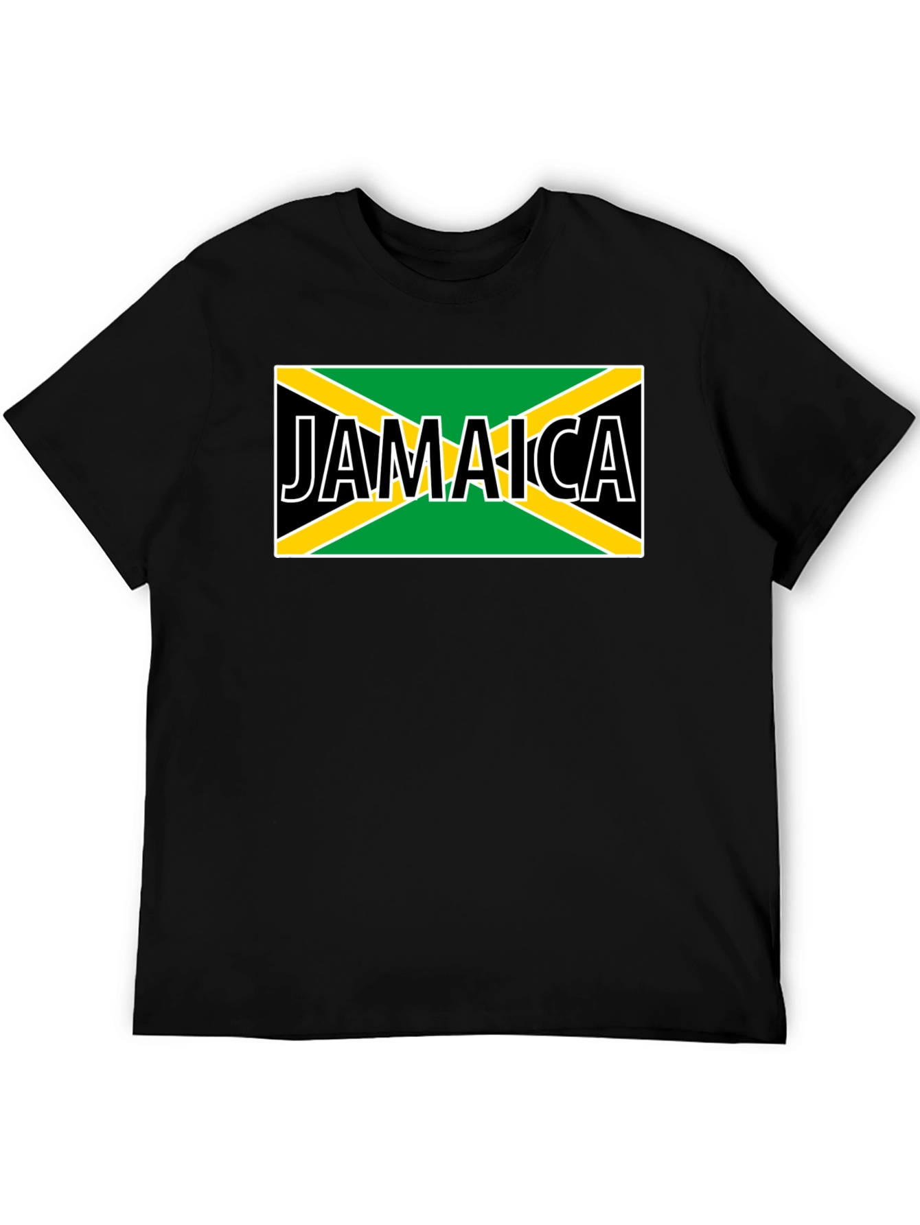 Jamaica Flag Graphic Tee - Black Cotton T-Shirt