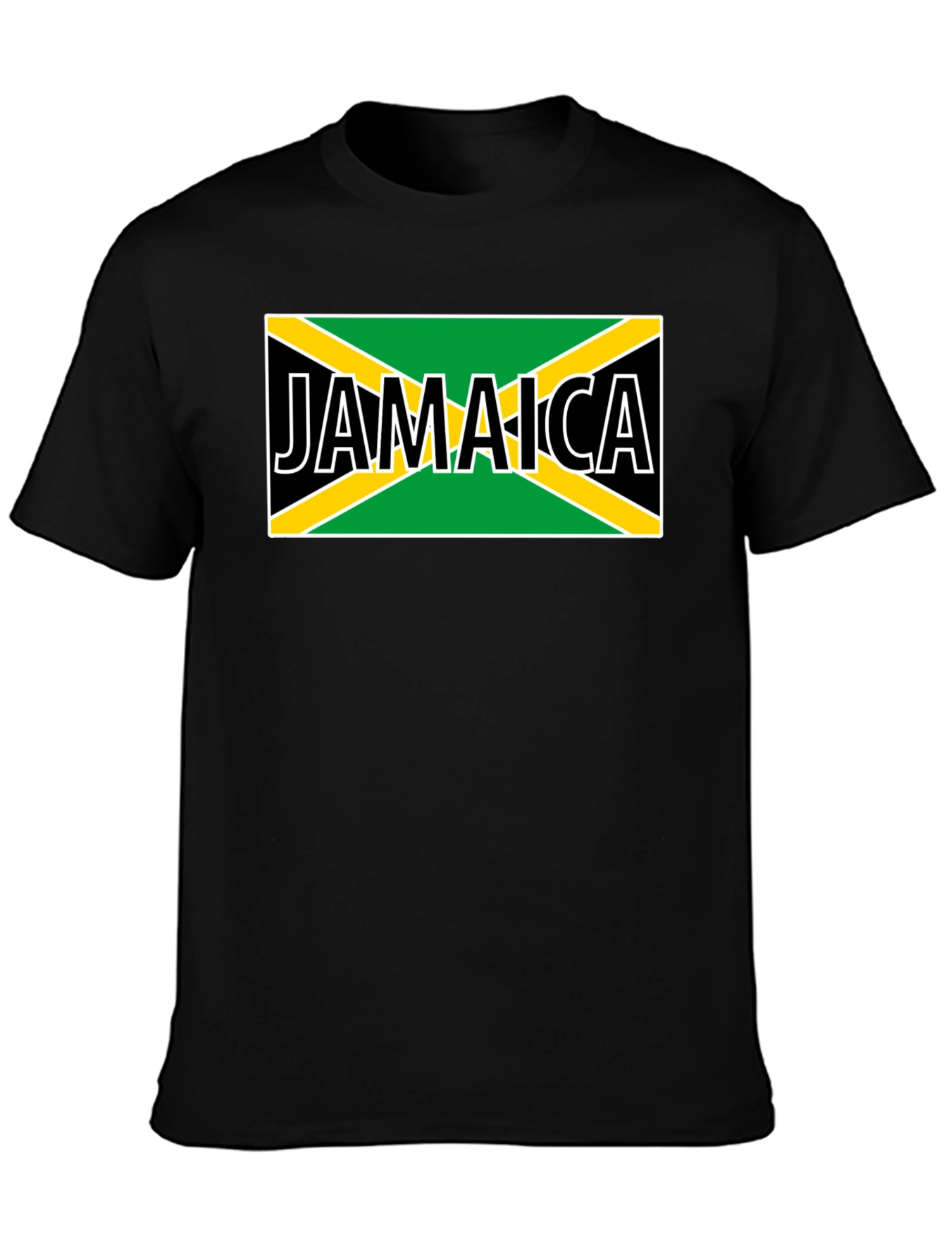 Jamaica Flag Graphic Tee - Black Cotton T-Shirt