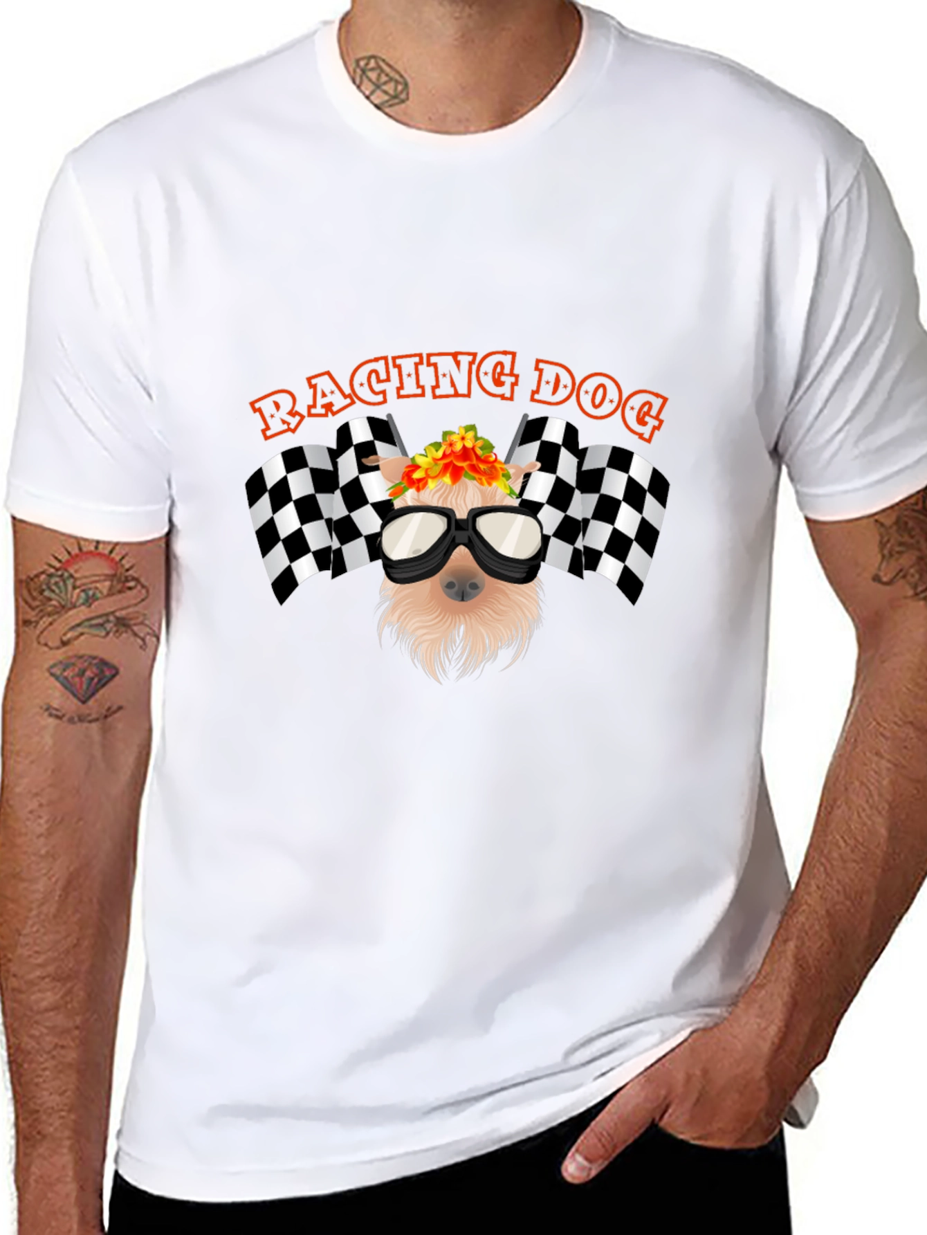 Racing Dog Graphic T-Shirt - Black Cotton Tee