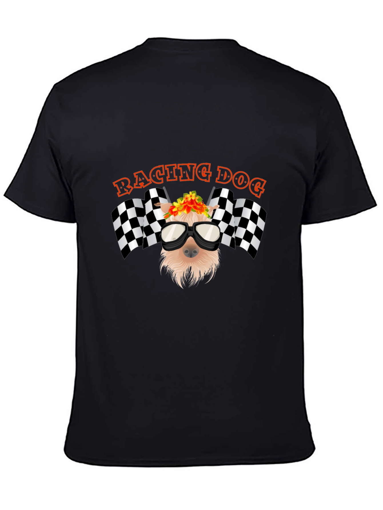 Racing Dog Graphic T-Shirt - Black Cotton Tee