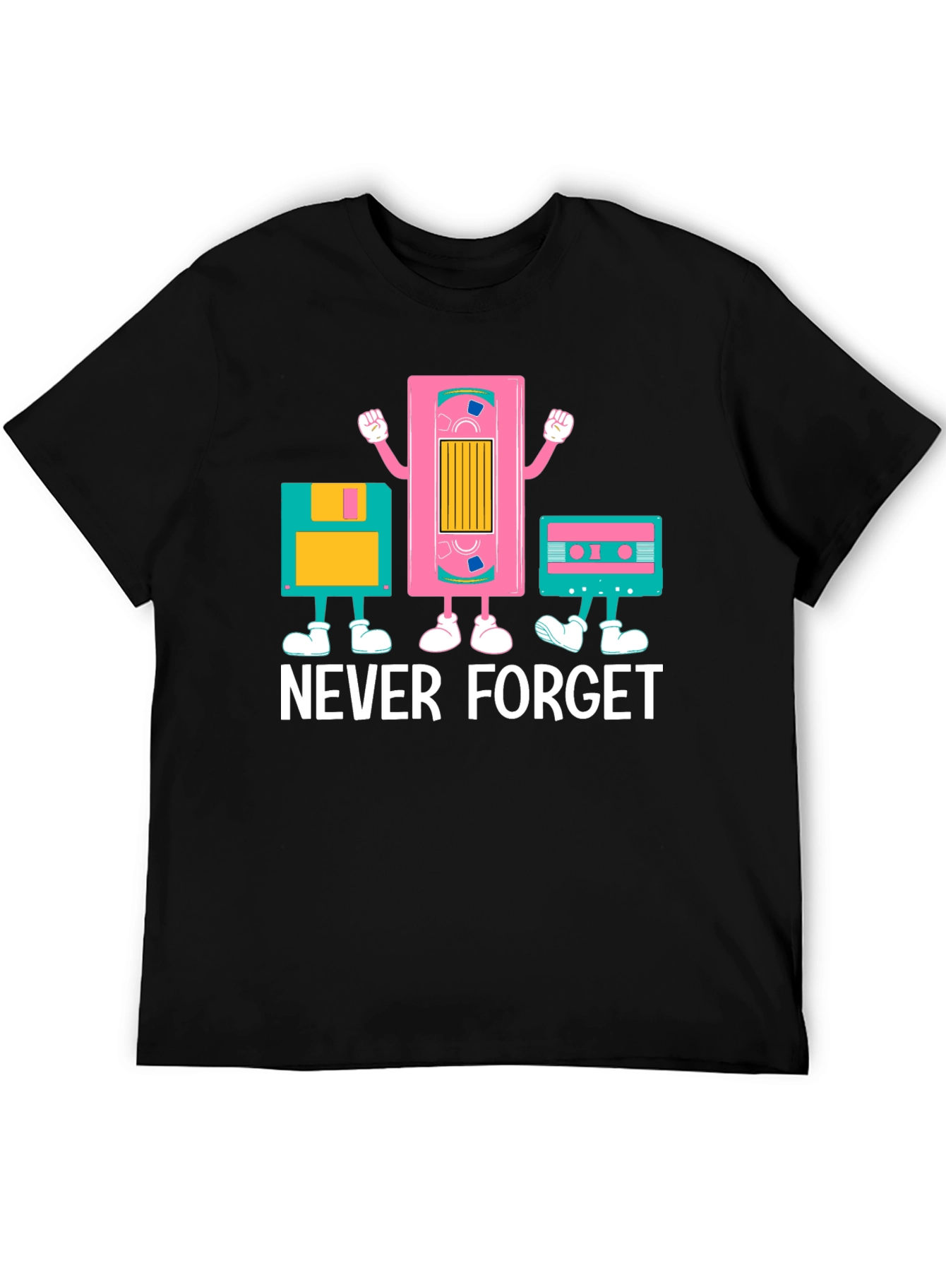 Retro Media Never Forget Black Graphic Tee