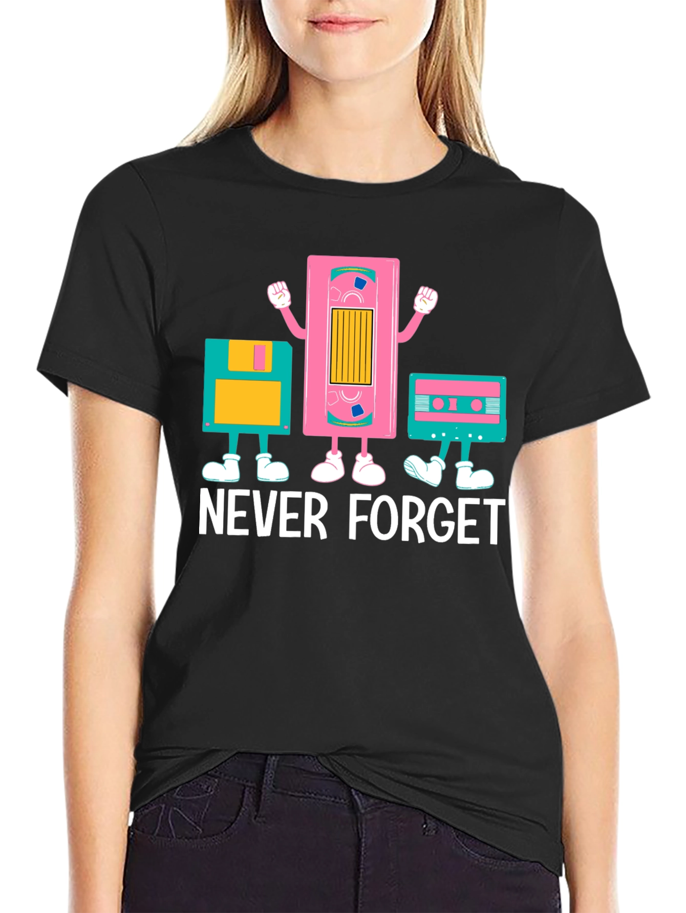 Retro Media Never Forget Black Graphic Tee