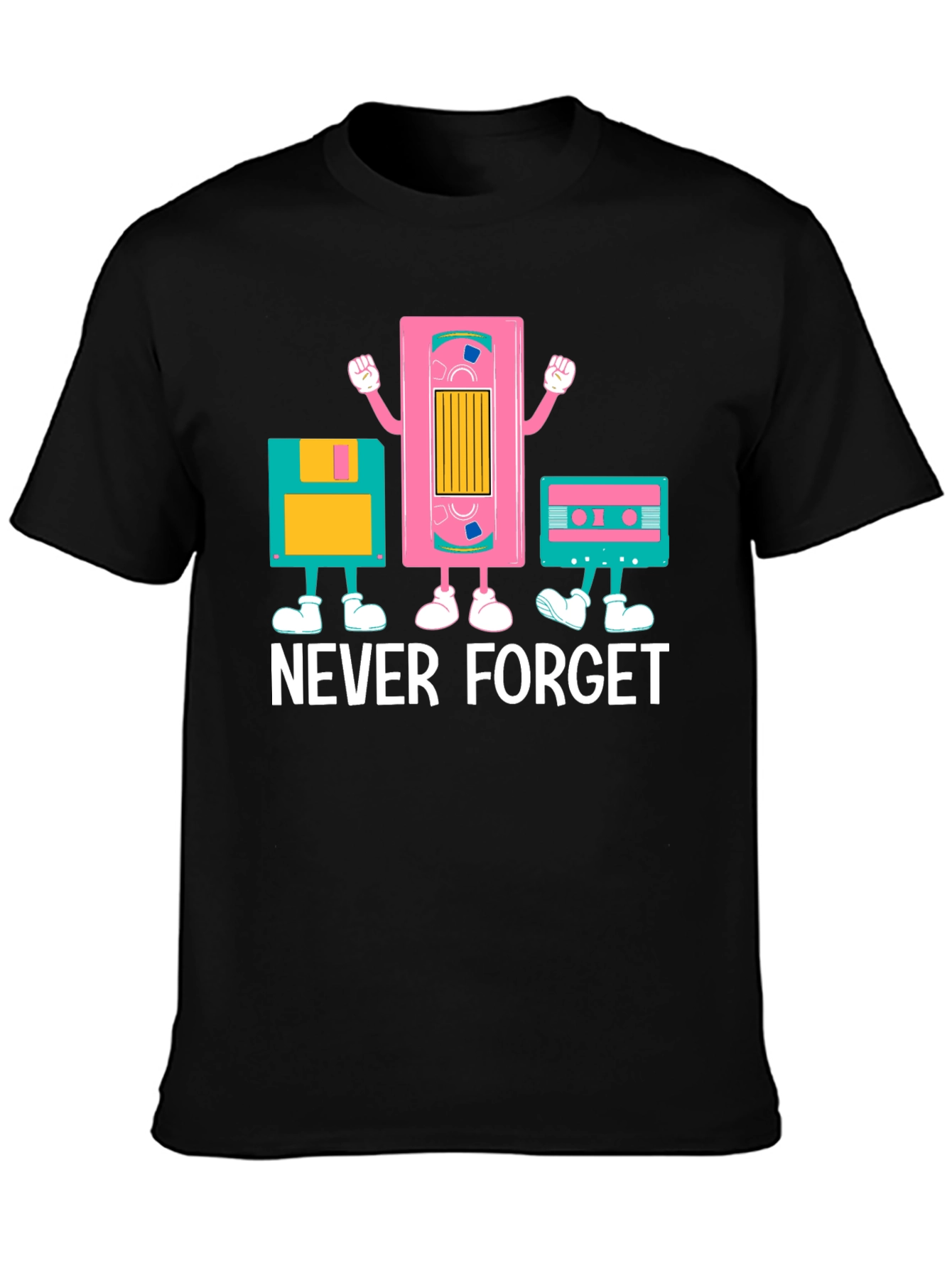 Retro Media Never Forget Black Graphic Tee