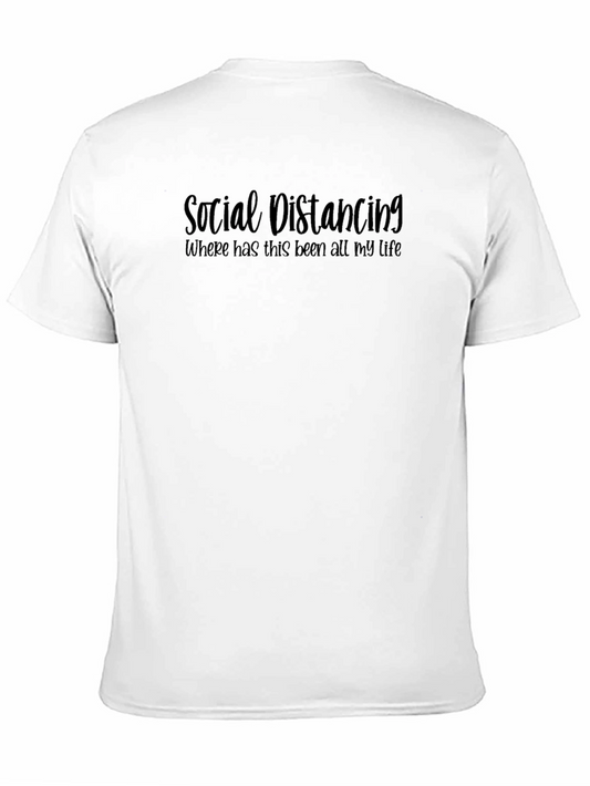 Social Distancing Slogan Tee - Black Casual Shirt