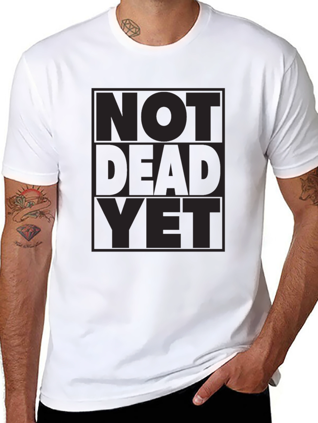 Not Dead Yet Graphic Tee - Black Crewneck T-Shirt