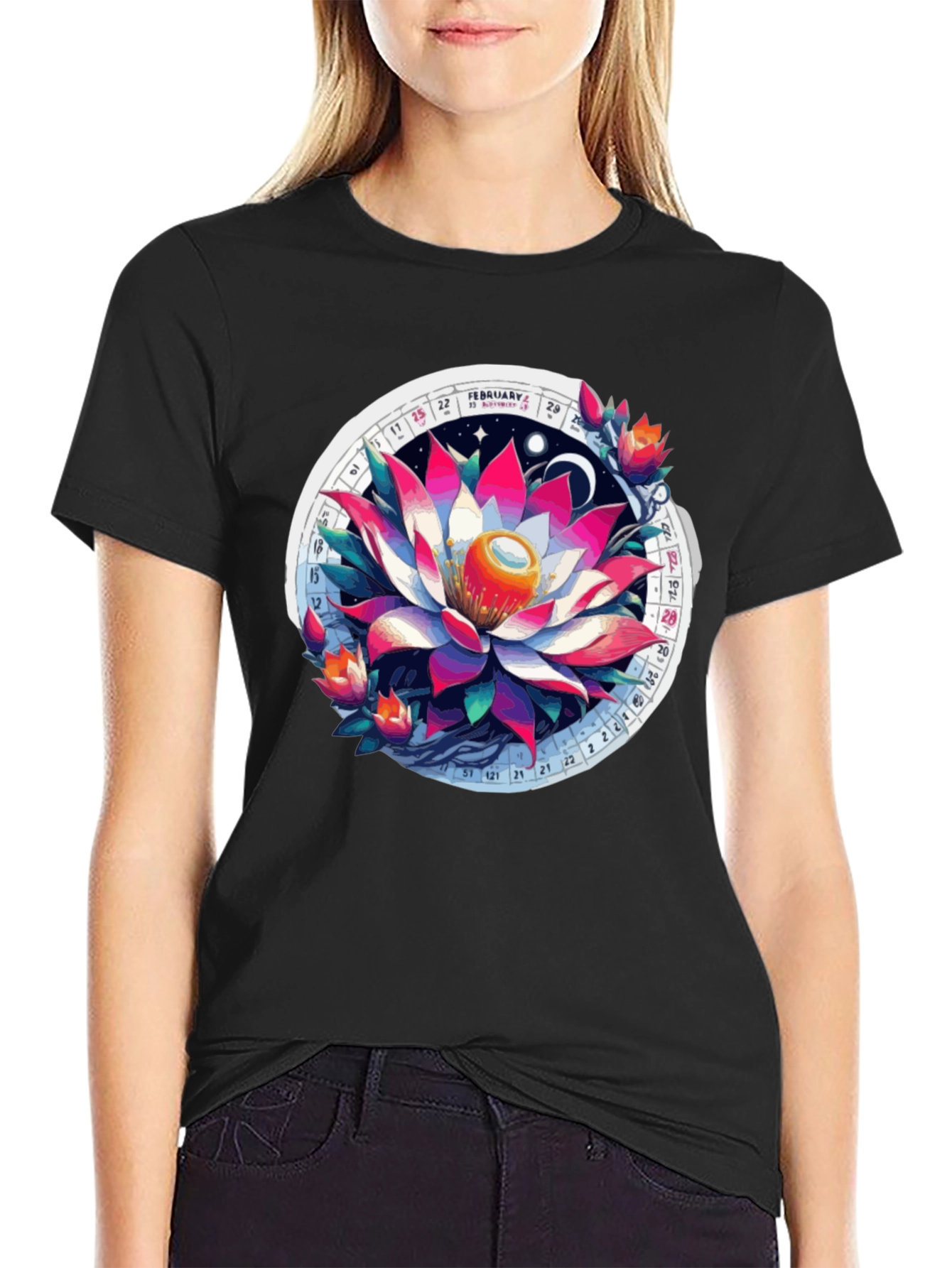 Lotus Calendar Graphic T-Shirt - Unique Design