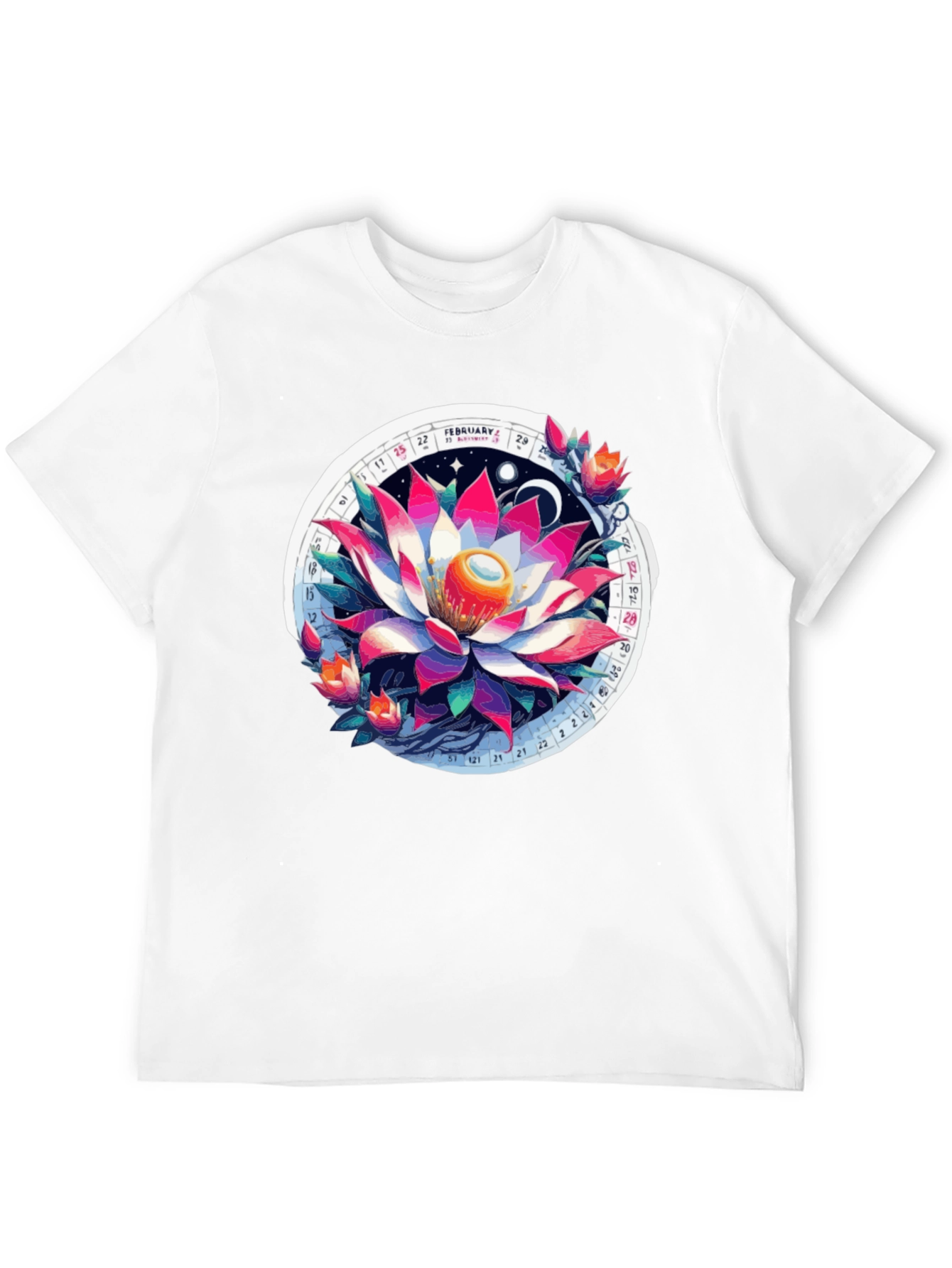 Lotus Calendar Graphic T-Shirt - Unique Design