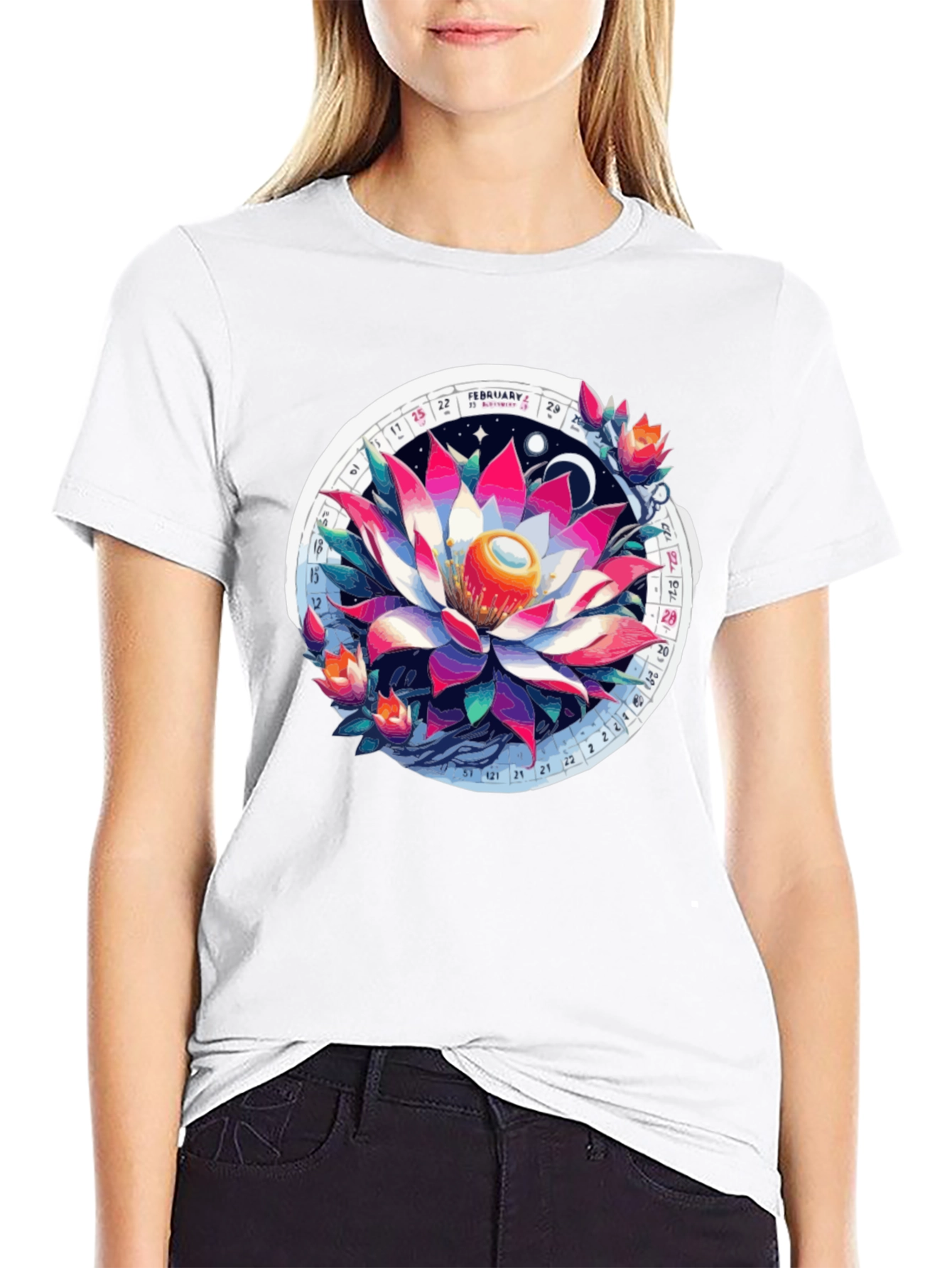Lotus Calendar Graphic T-Shirt - Unique Design