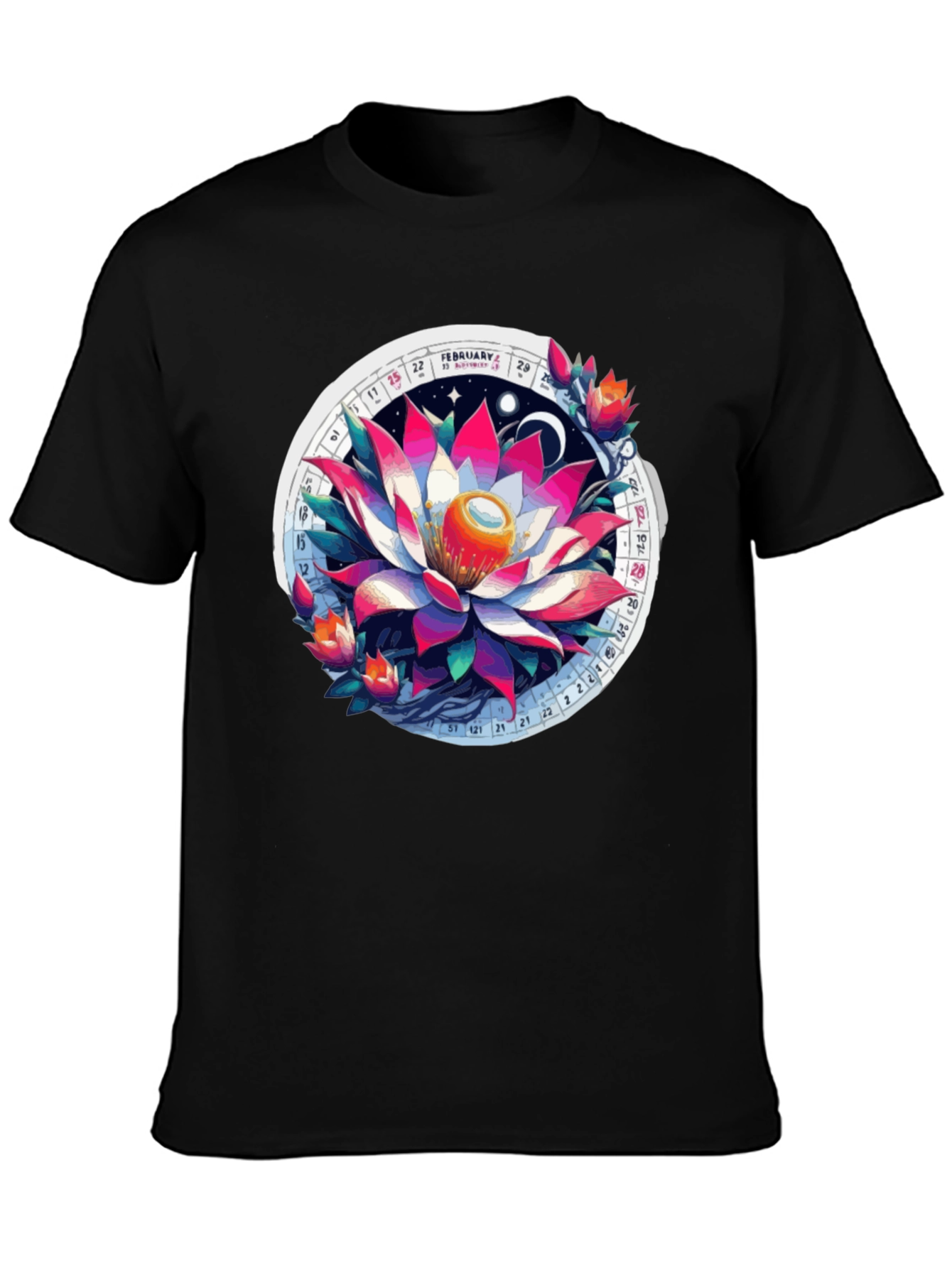 Lotus Calendar Graphic T-Shirt - Unique Design