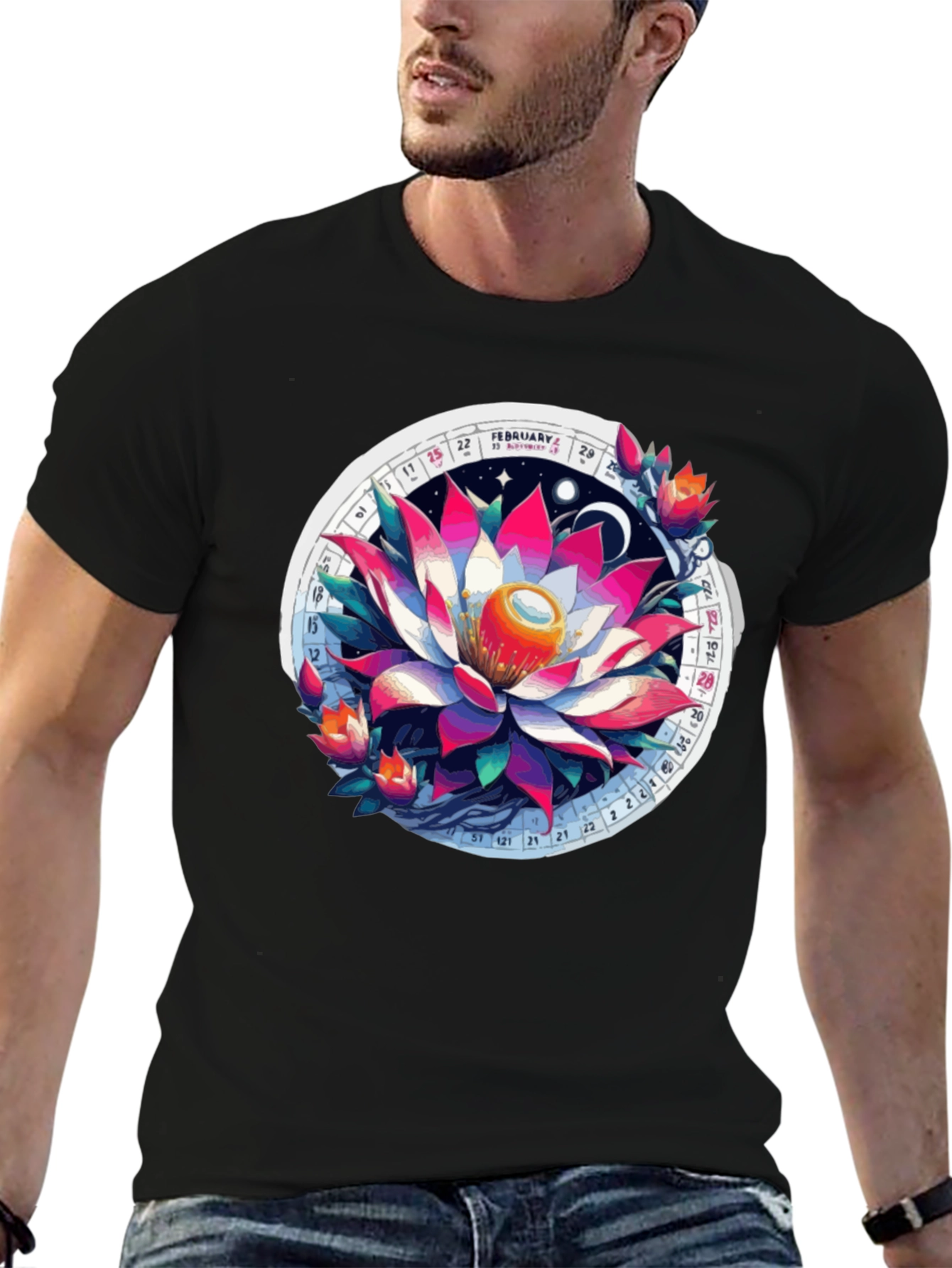 Lotus Calendar Graphic T-Shirt - Unique Design