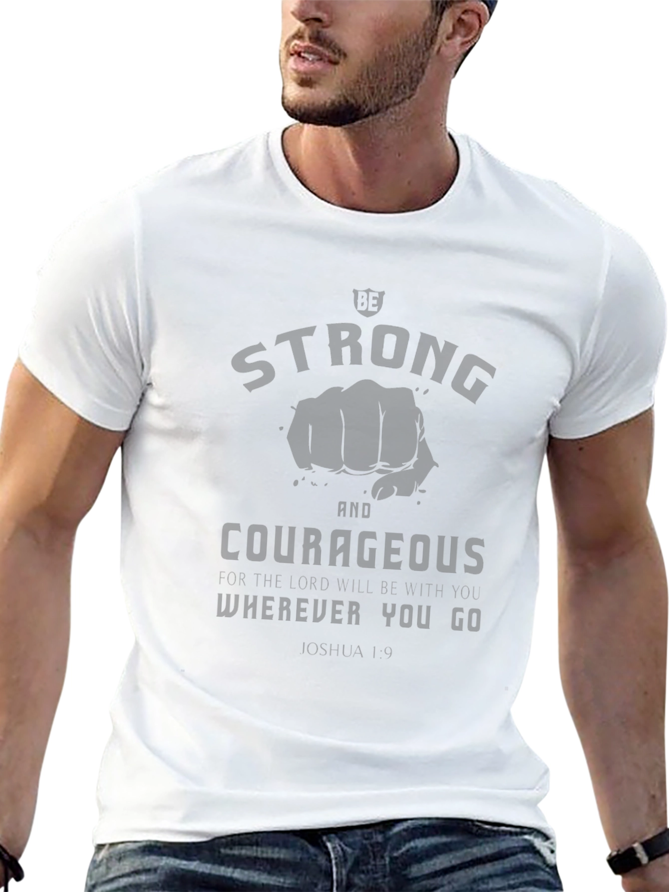 Strong & Courageous Graphic Tee - Black