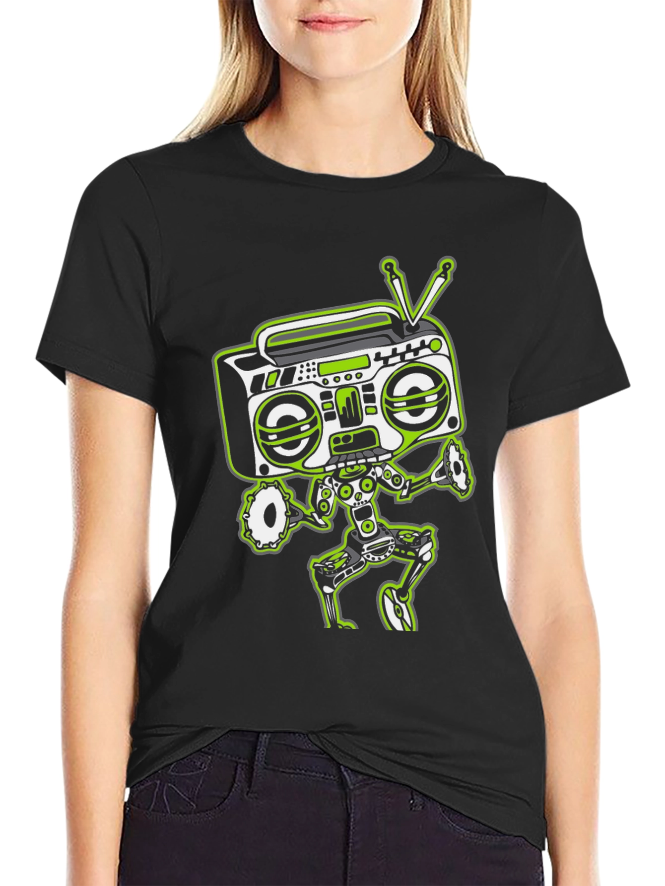 Retro Radio Robot Graphic T-Shirt