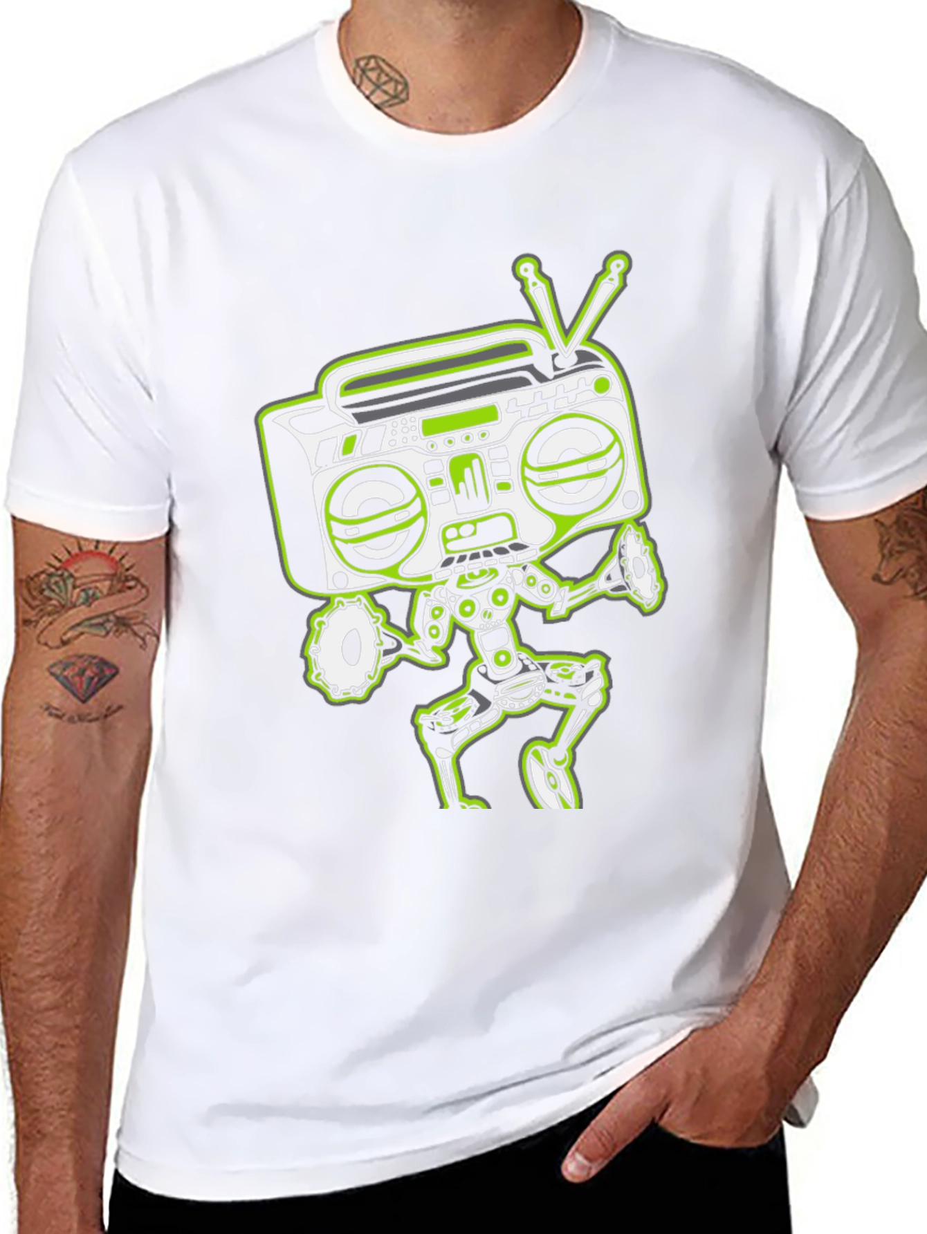 Retro Radio Robot Graphic T-Shirt