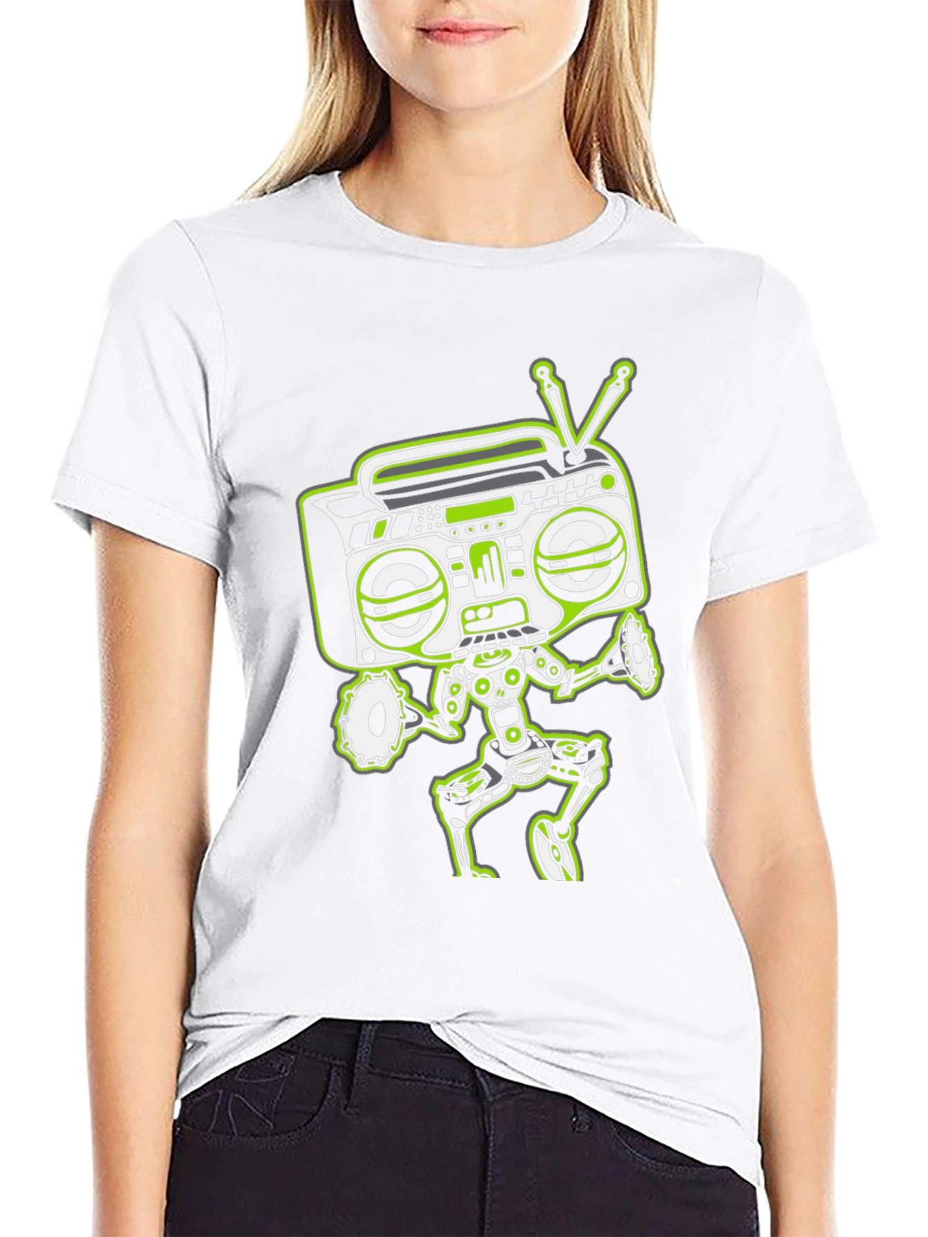 Retro Radio Robot Graphic T-Shirt