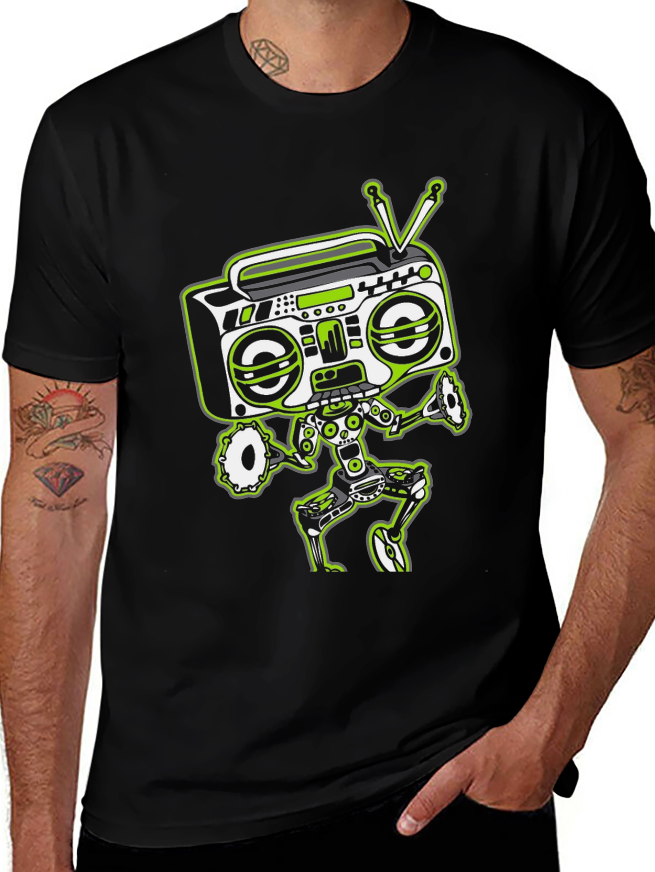 Retro Radio Robot Graphic T-Shirt