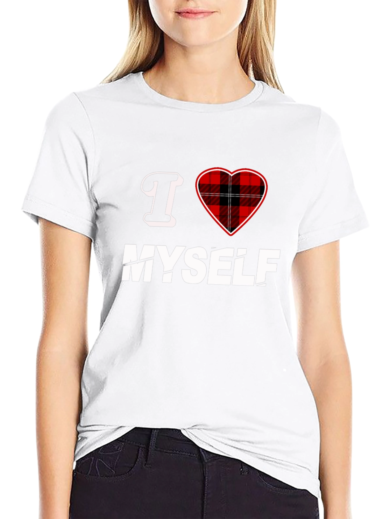 I Heart Myself Plaid Heart Graphic Tee