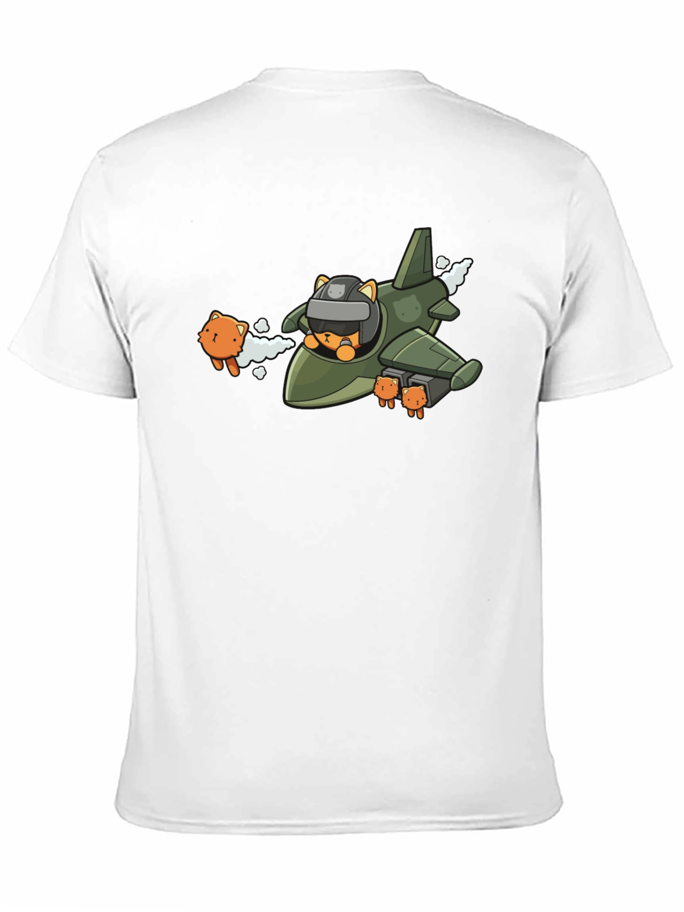 Cute Cat Pilot Black T-Shirt