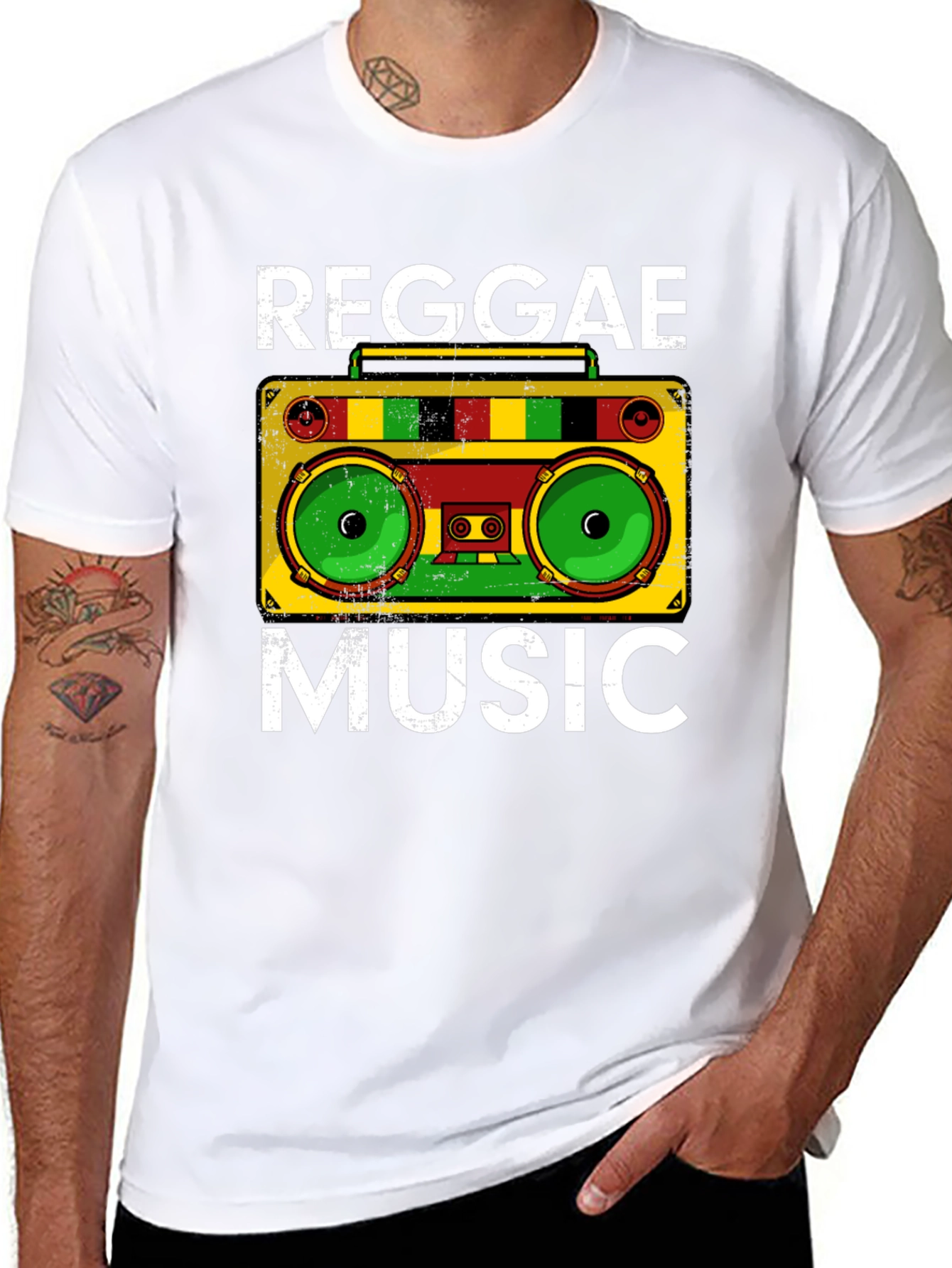 Reggae Music Graphic Tee - Boombox Design