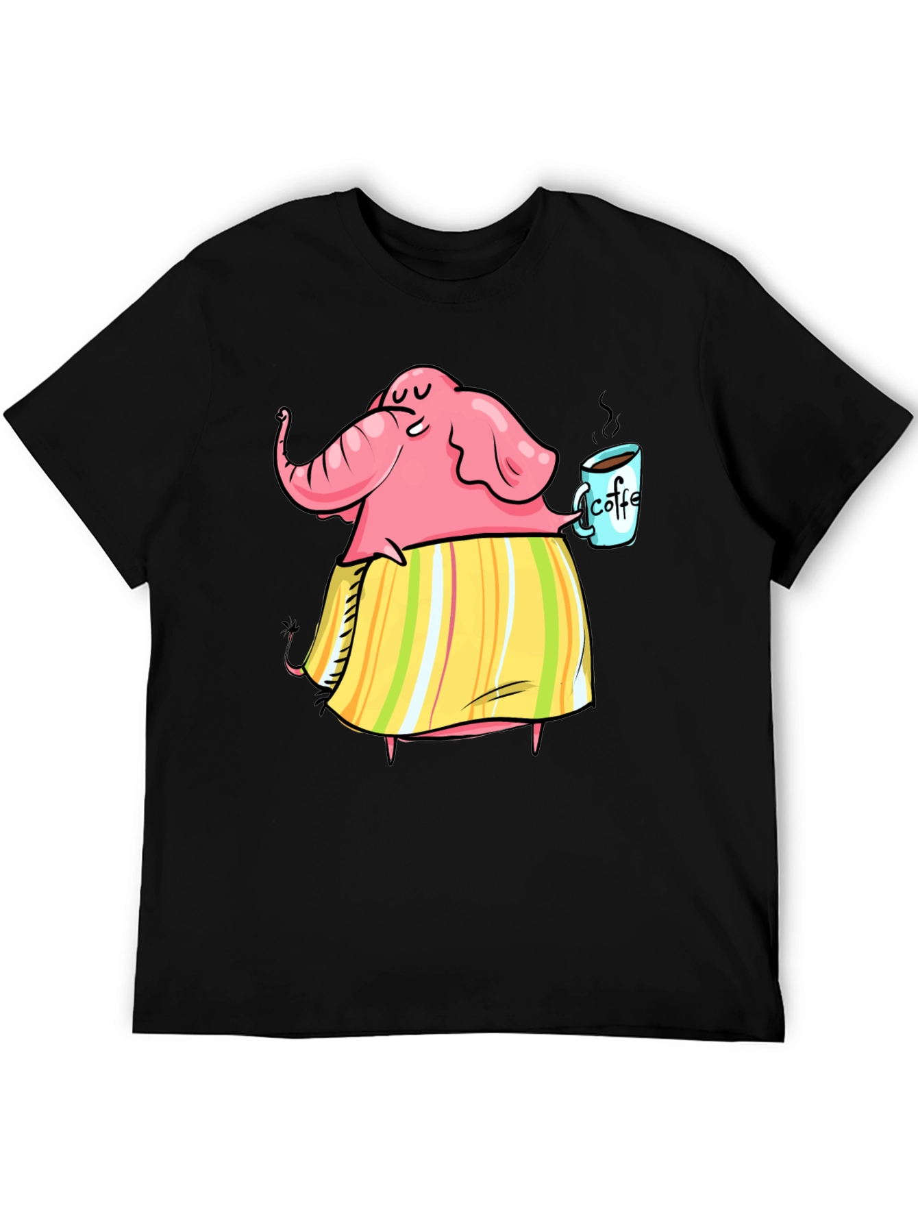 Elephant Coffee Lover Graphic T-Shirt