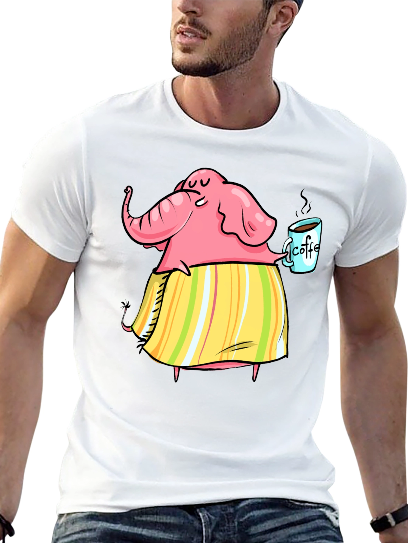 Elephant Coffee Lover Graphic T-Shirt