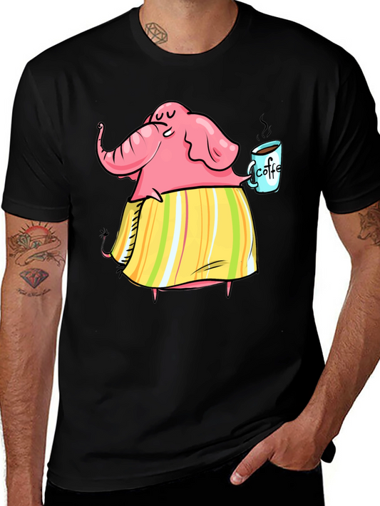 Elephant Coffee Lover Graphic T-Shirt