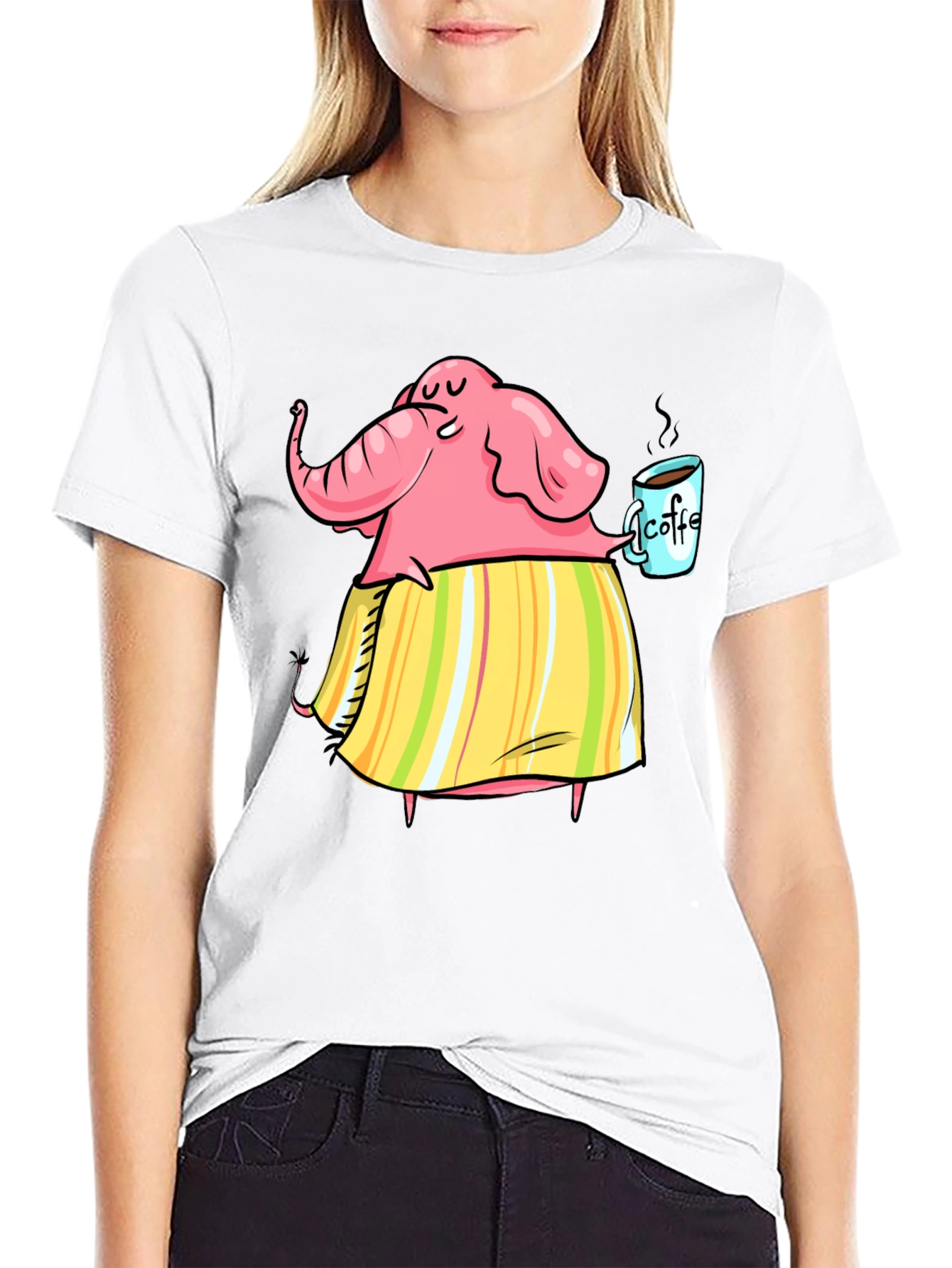 Elephant Coffee Lover Graphic T-Shirt
