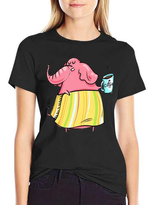 Elephant Coffee Lover Graphic T-Shirt