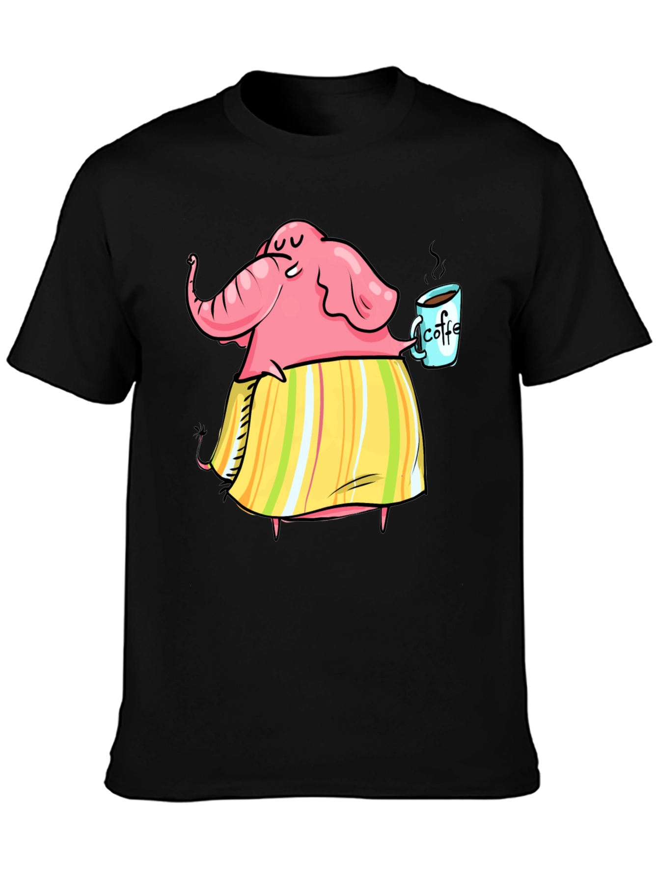 Elephant Coffee Lover Graphic T-Shirt