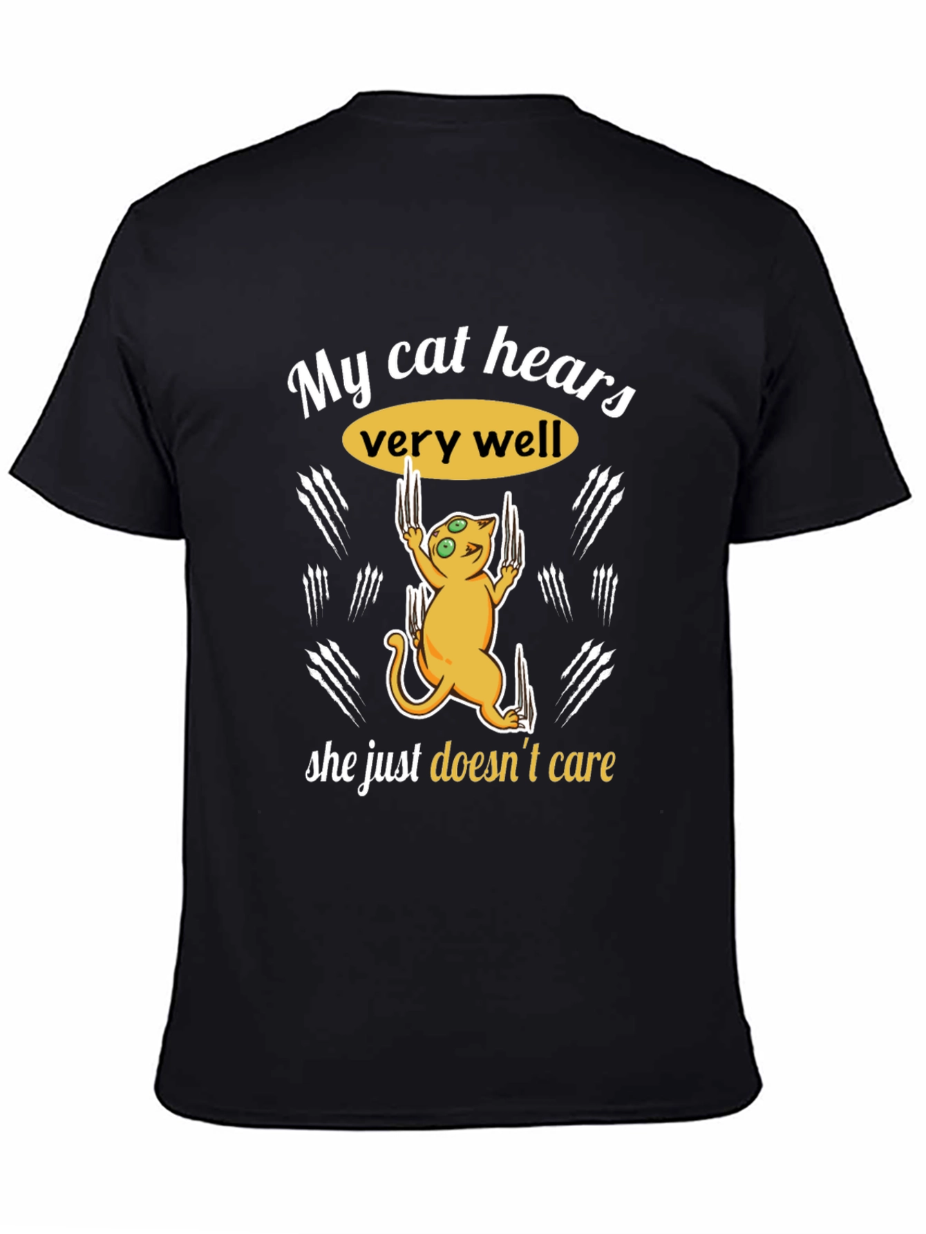 Funny Cat Hear T-Shirt - She Doesnt Care