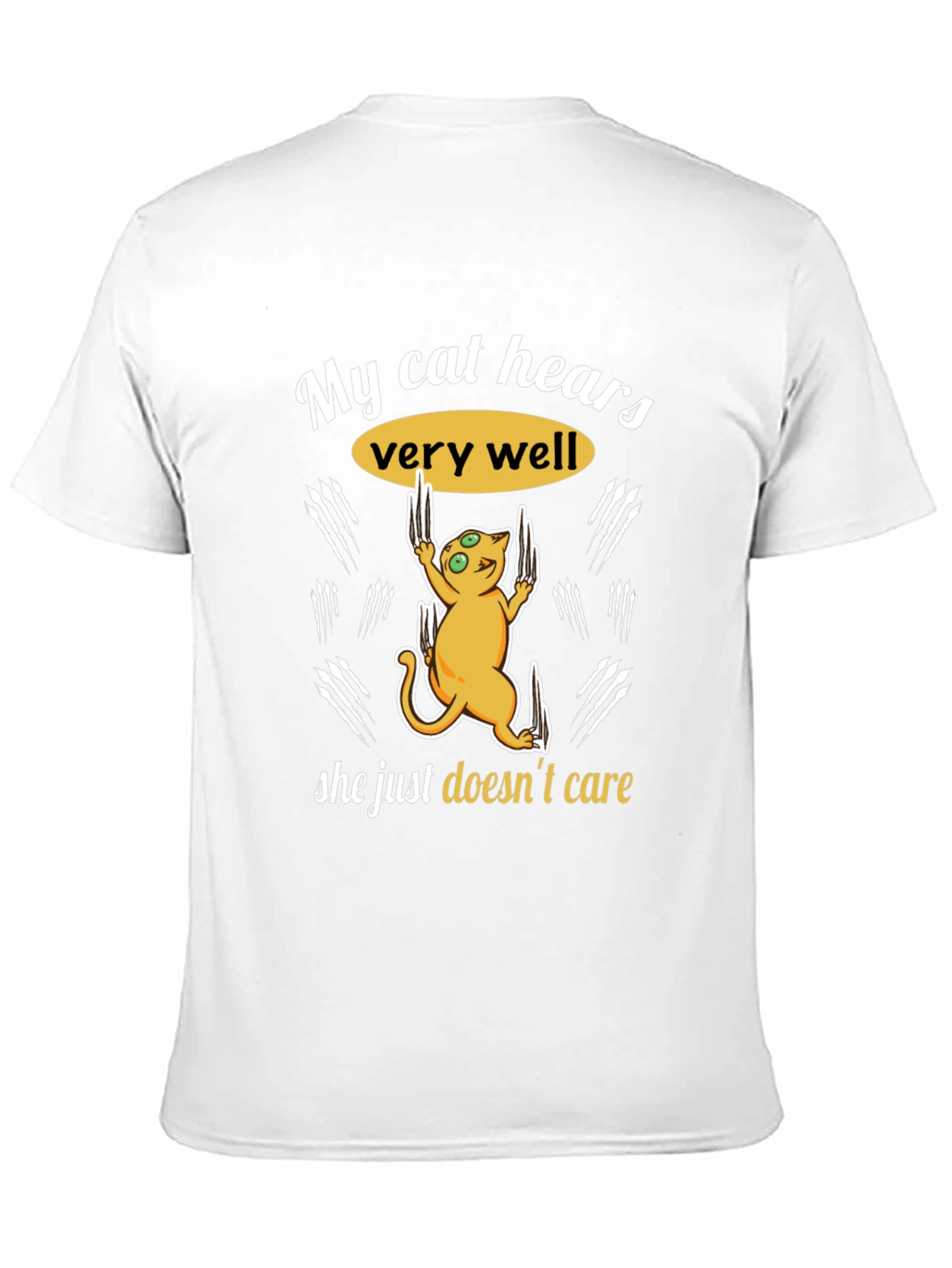 Funny Cat Hear T-Shirt - She Doesnt Care