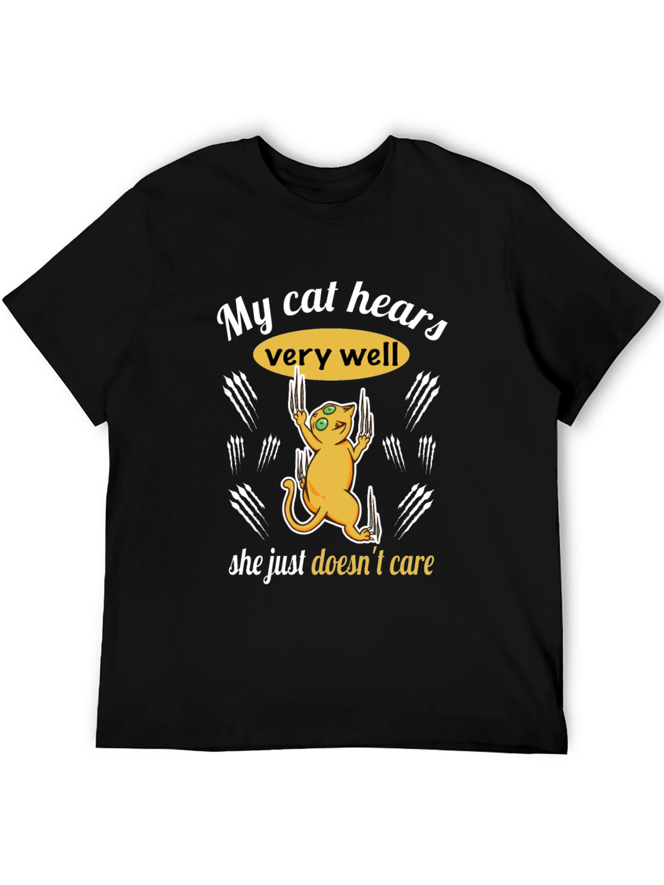 Funny Cat Hear T-Shirt - She Doesnt Care