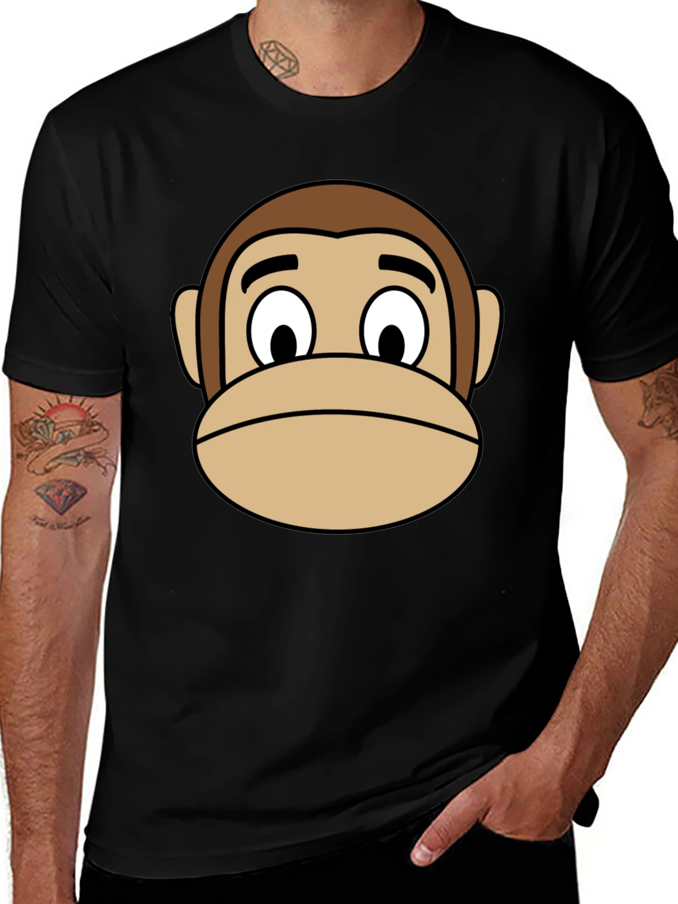 Monkey Face Graphic T-Shirt - Black