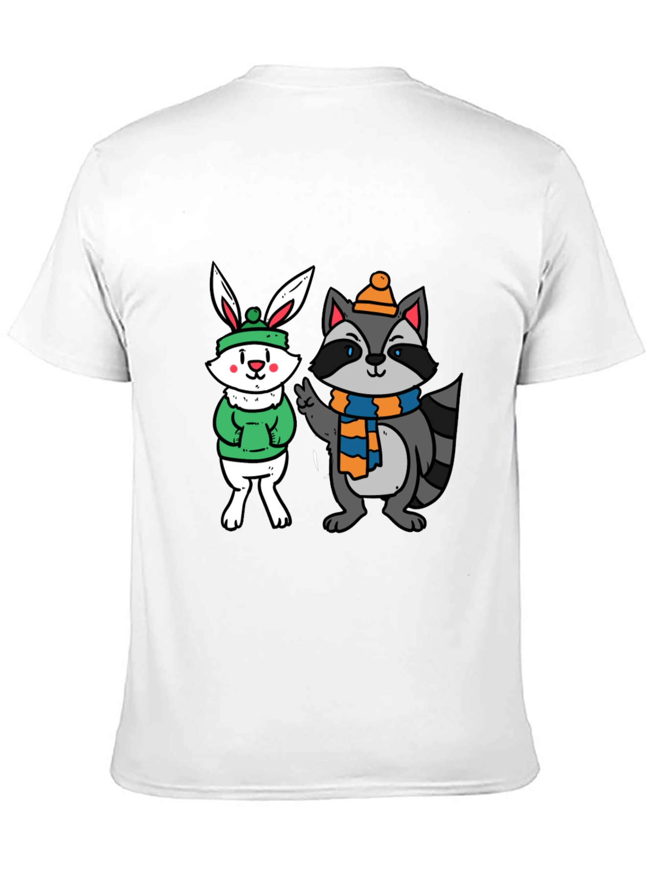 Cute Cartoon Animals Graphic Black T-Shirt