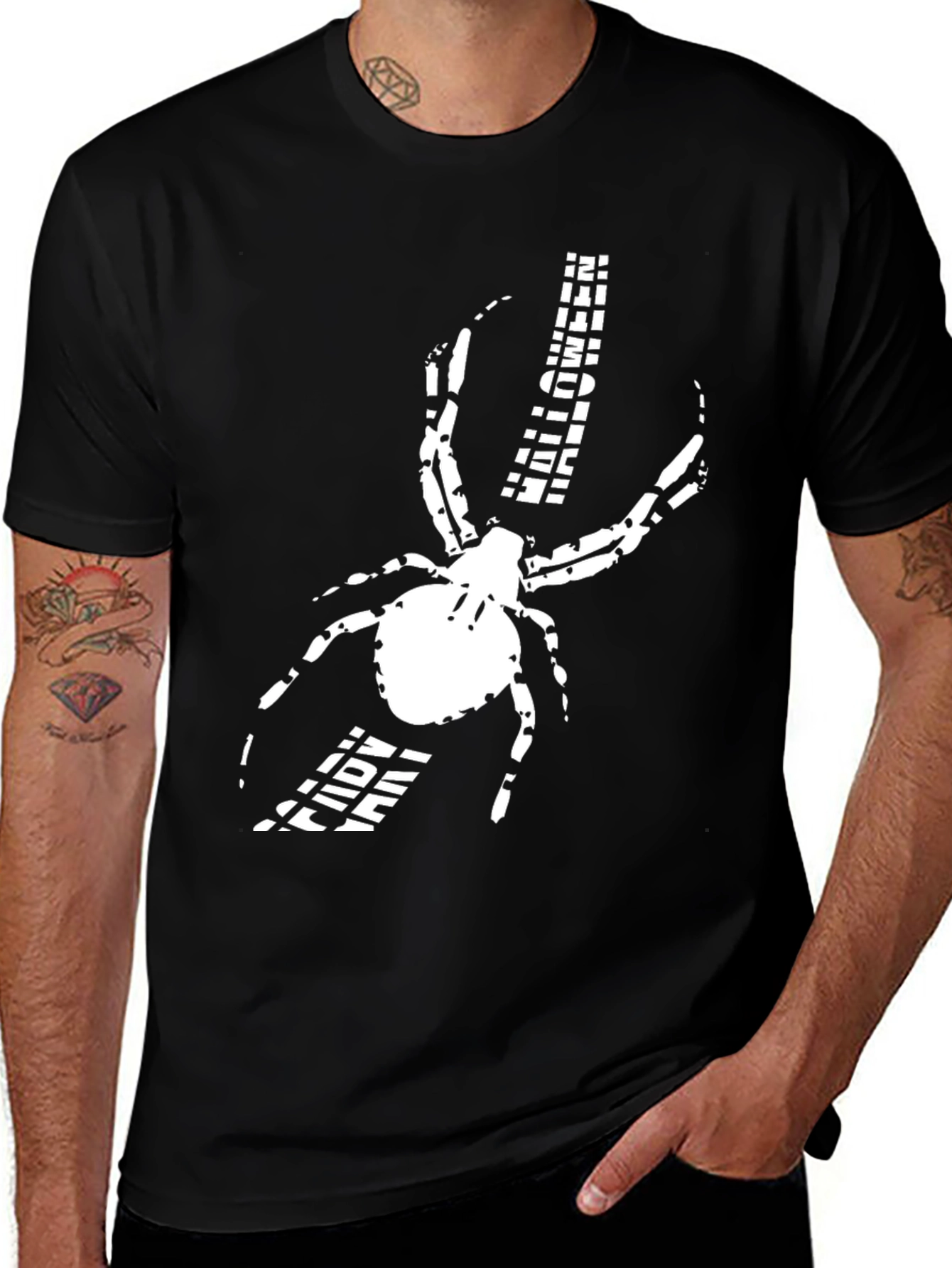 Spider Graphic Print Black T-Shirt