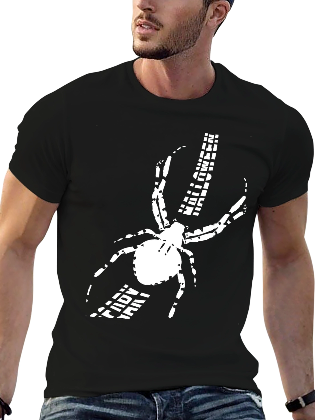Spider Graphic Print Black T-Shirt