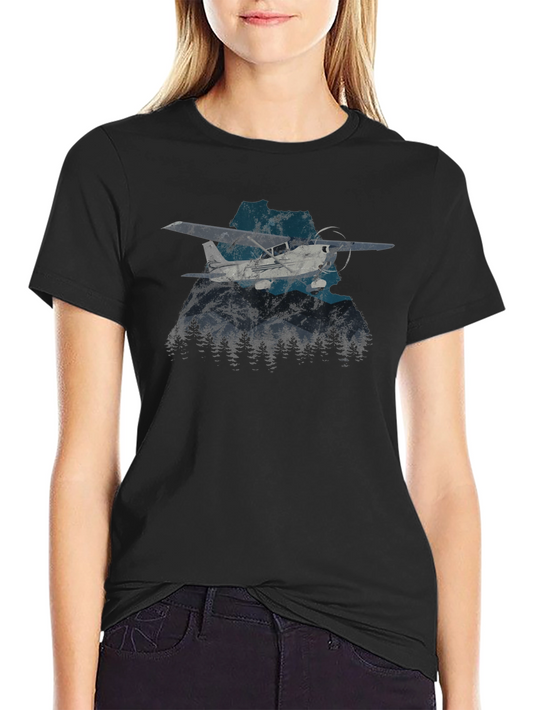 Pilot Plane & Alaska Forest Graphic Tee - Black
