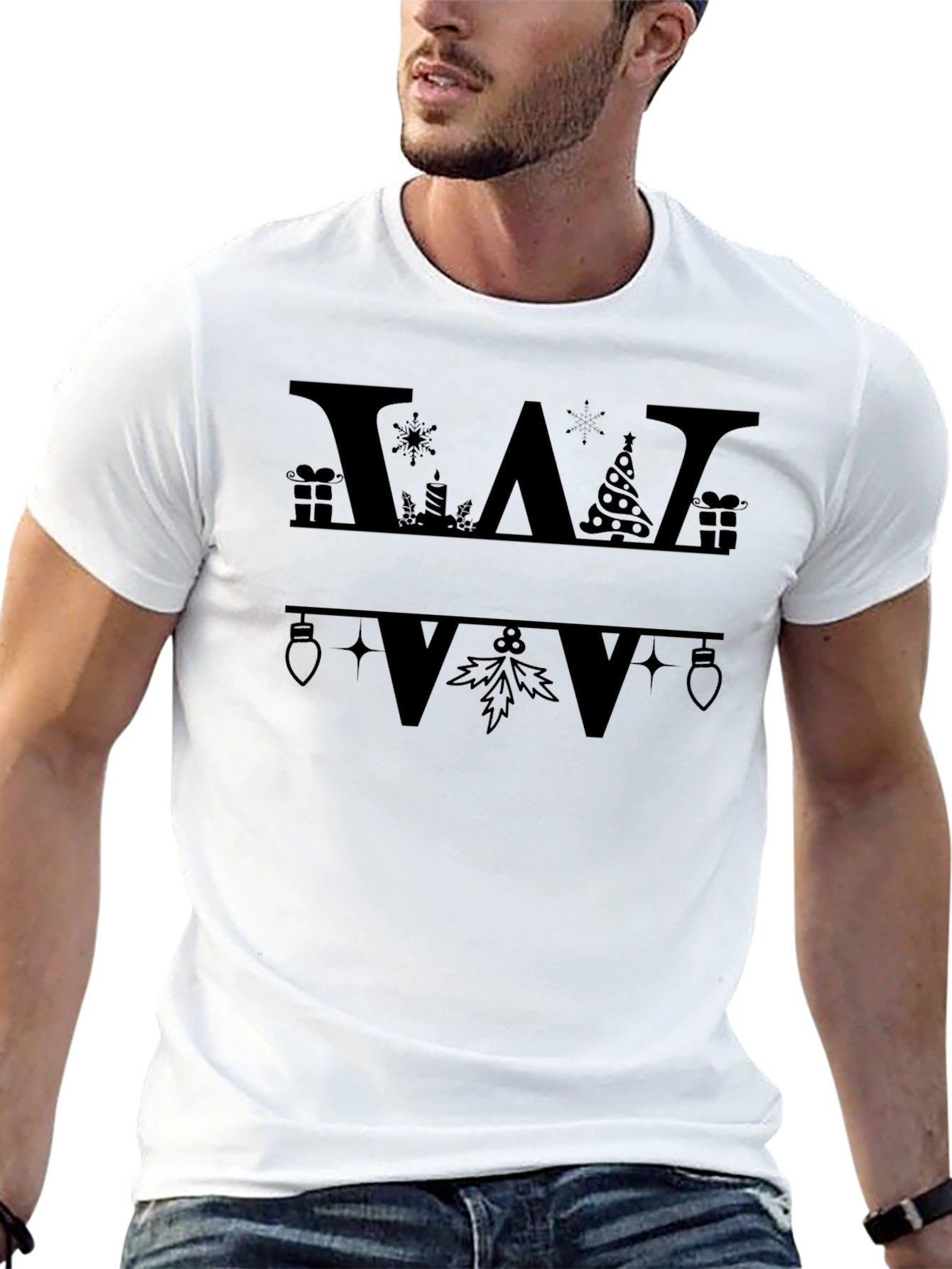 Festive Initial W Christmas T-Shirt