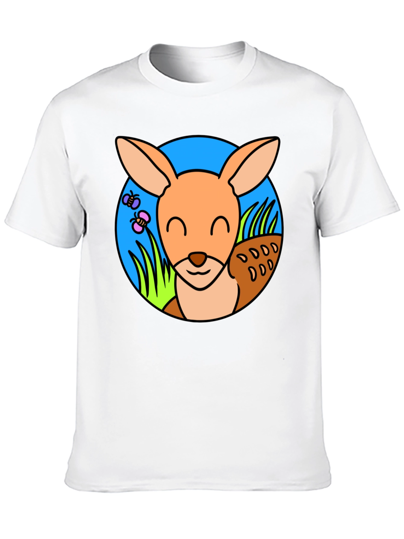 Cute Kangaroo Graphic Tee - Black Cotton T-Shirt