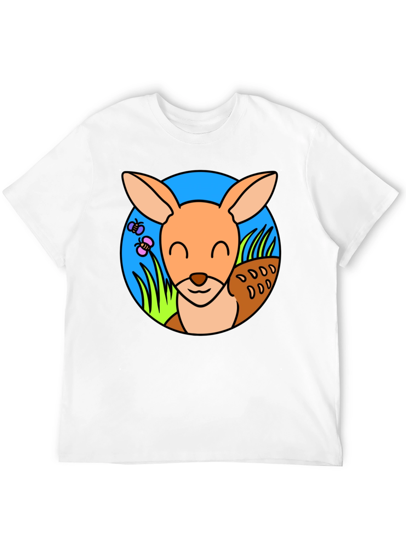 Cute Kangaroo Graphic Tee - Black Cotton T-Shirt