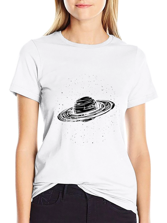 Saturn Graphic Black T-Shirt - Stylish Space Tee