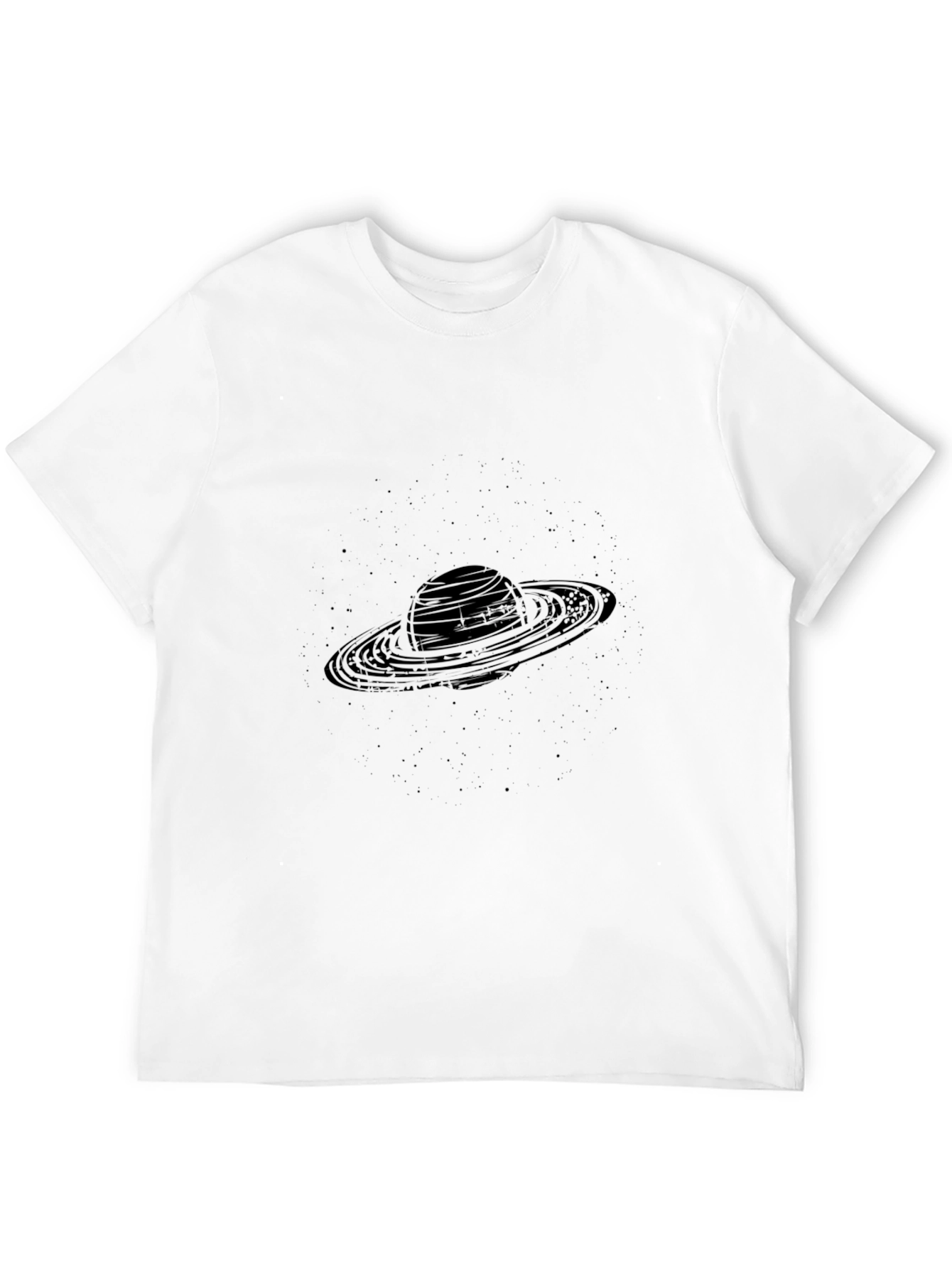 Saturn Graphic Black T-Shirt - Stylish Space Tee