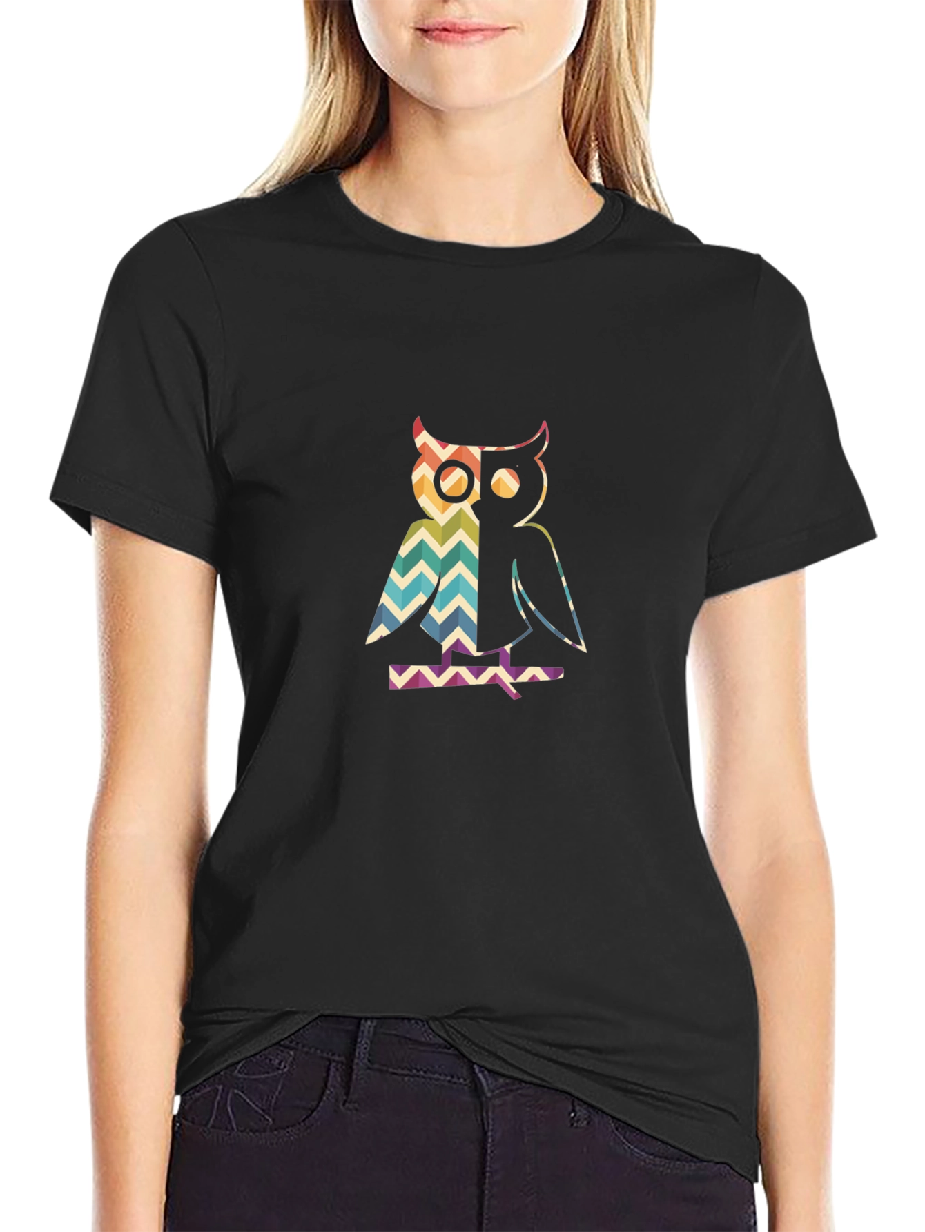 Retro Owl Graphic Tee - Mens Black T-Shirt