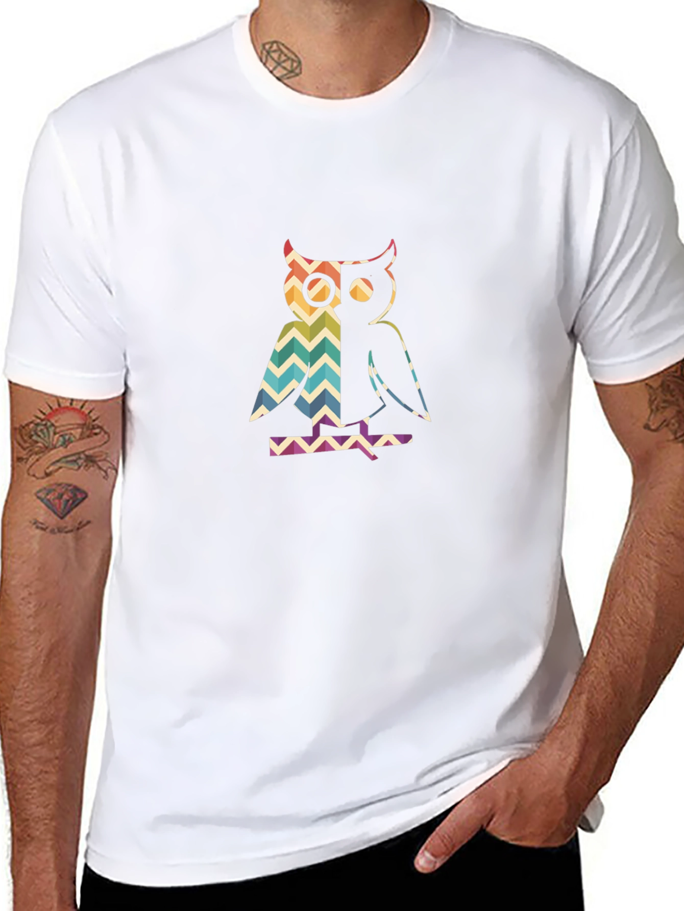 Retro Owl Graphic Tee - Mens Black T-Shirt