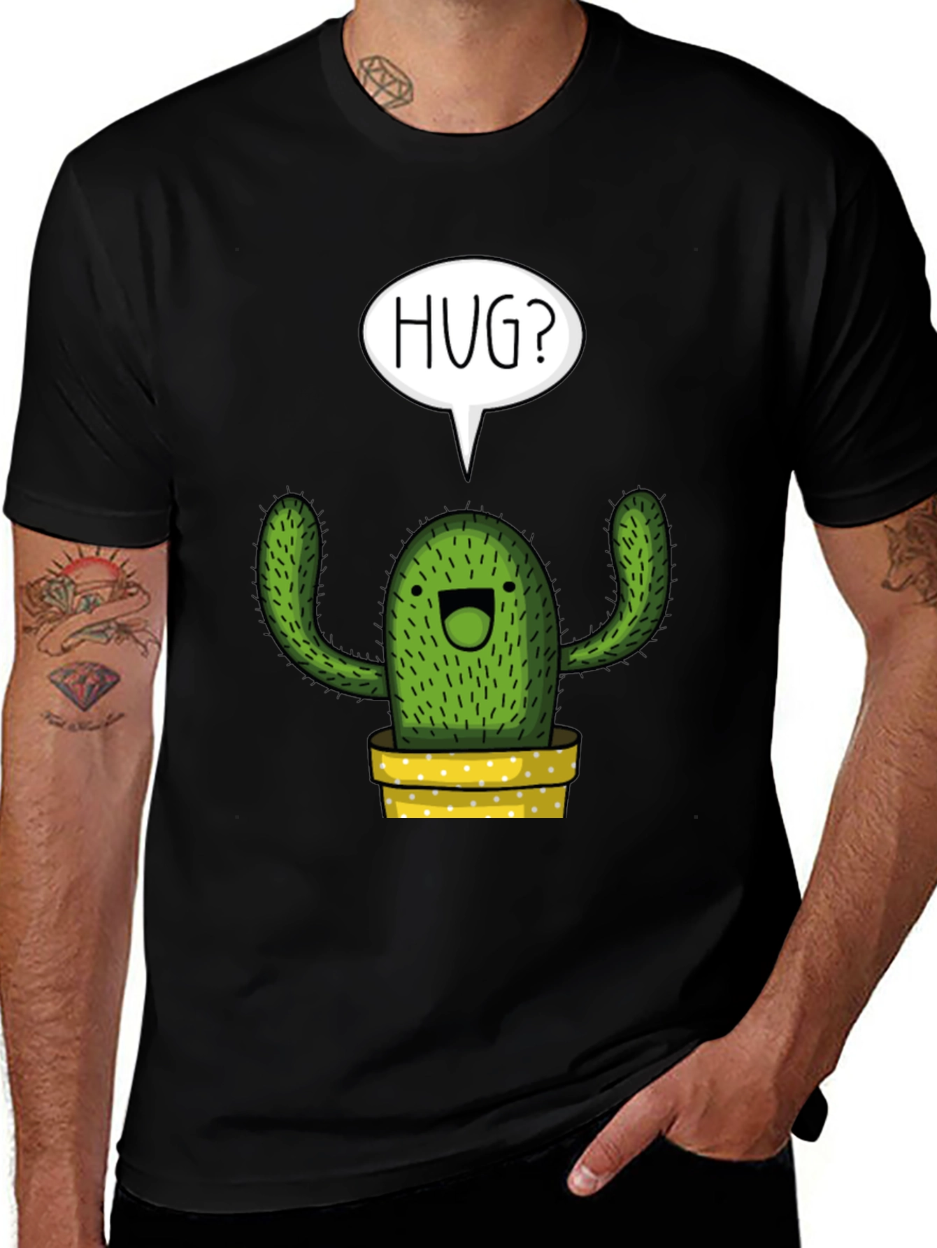 Hug Me Cactus Graphic Tee - Soft Cotton Blend